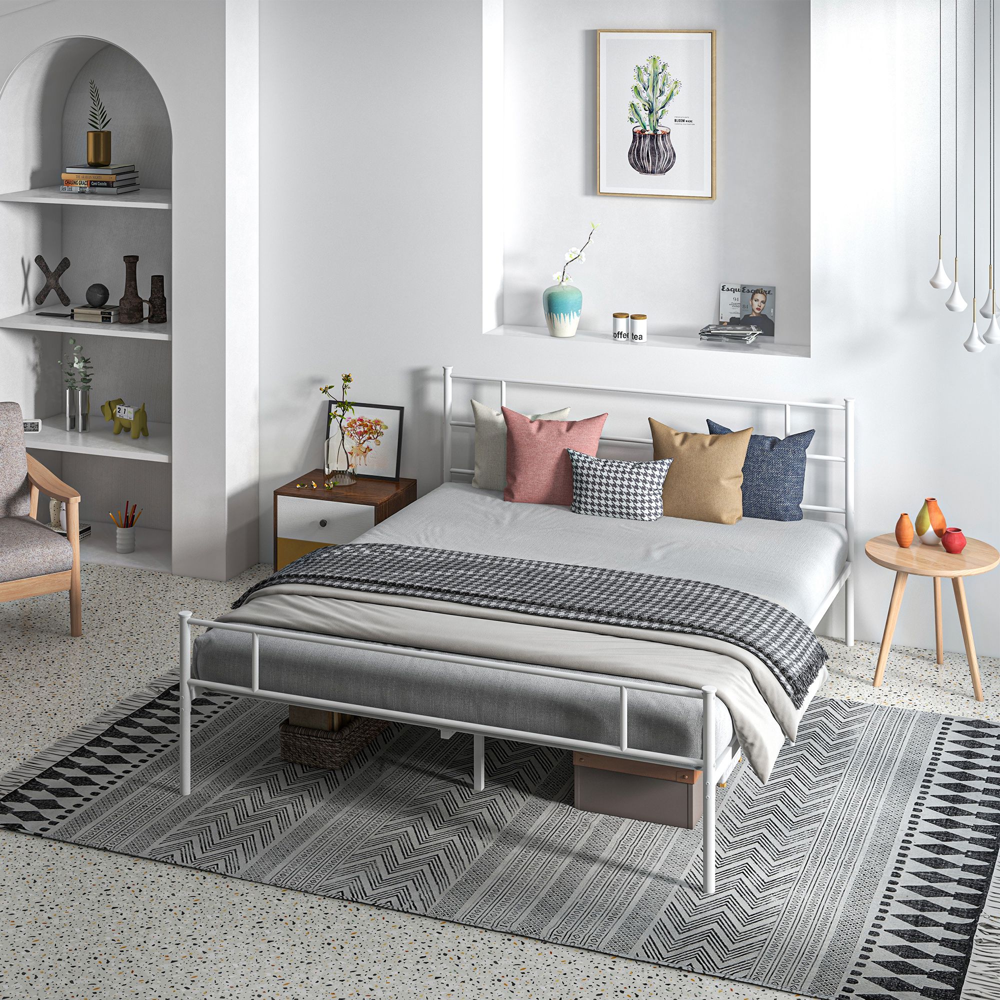 HOMCOM King Size Metal Bed Frame with Headboard, Footboard, Metal Slat Support, and 31cm Underbed Storage, Grey