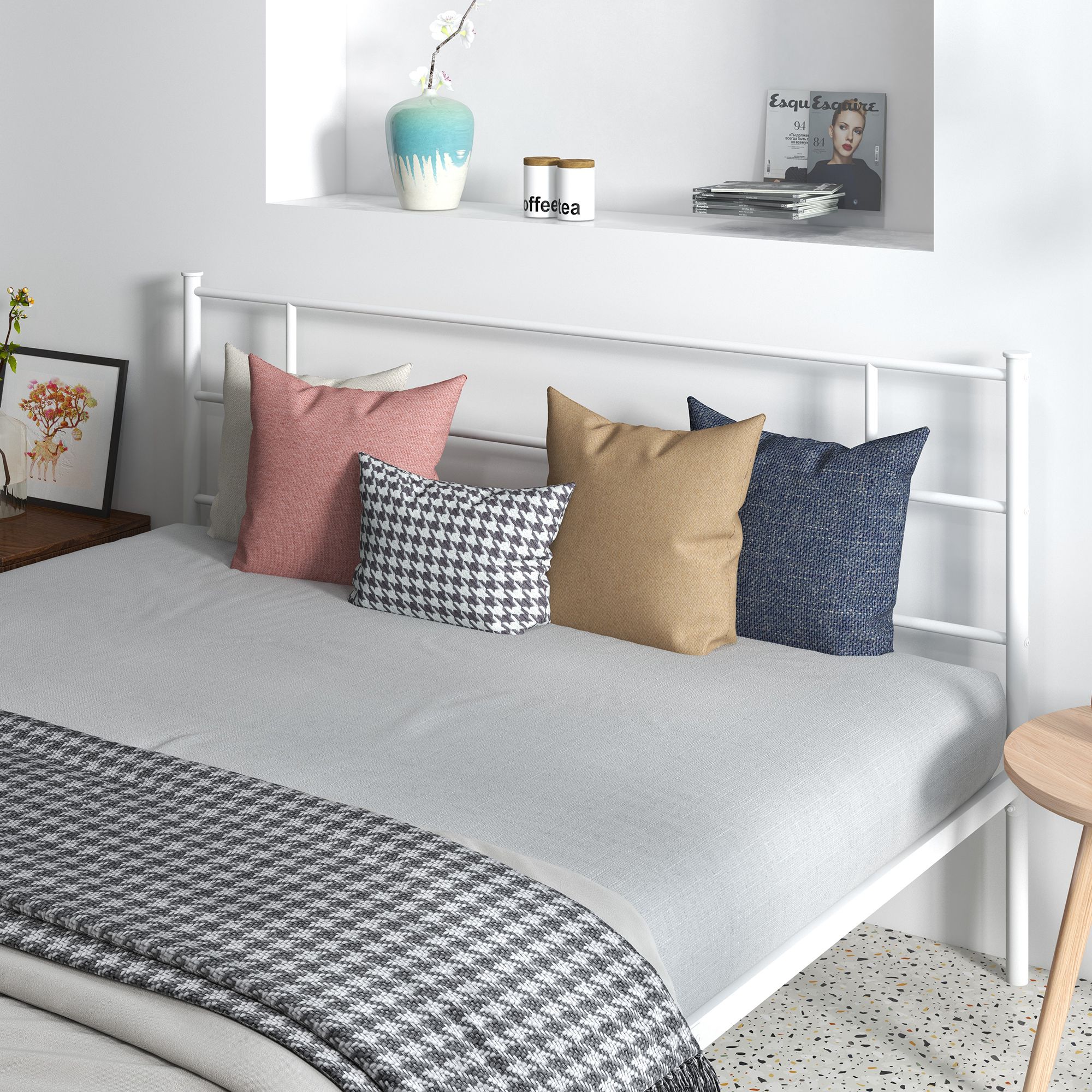 HOMCOM King Size Metal Bed Frame with Headboard, Footboard, Metal Slat Support, and 31cm Underbed Storage, Grey