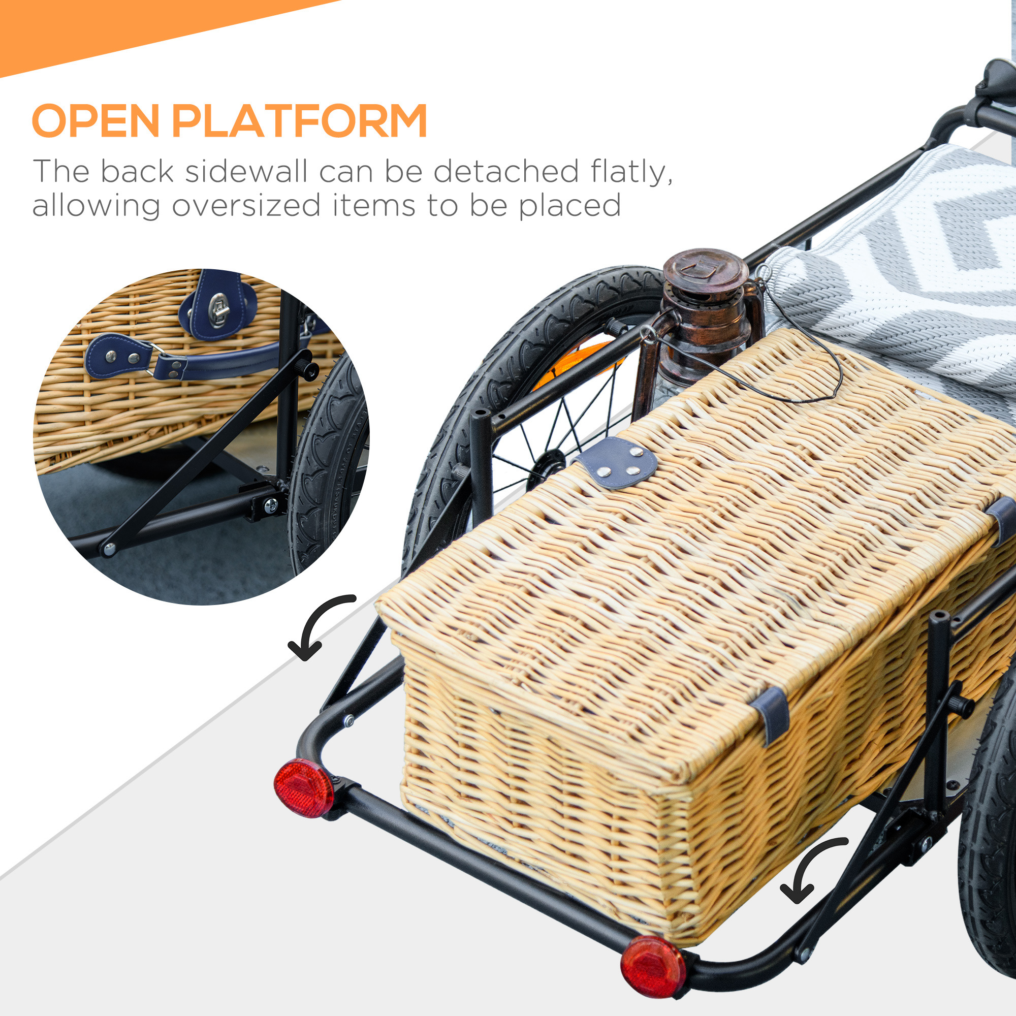 HOMCOM Bicycle Cargo Trailer with Steel Frame, 65L Foldable Storage Box, Safe Reflectors, Max Load 40KG, Blue