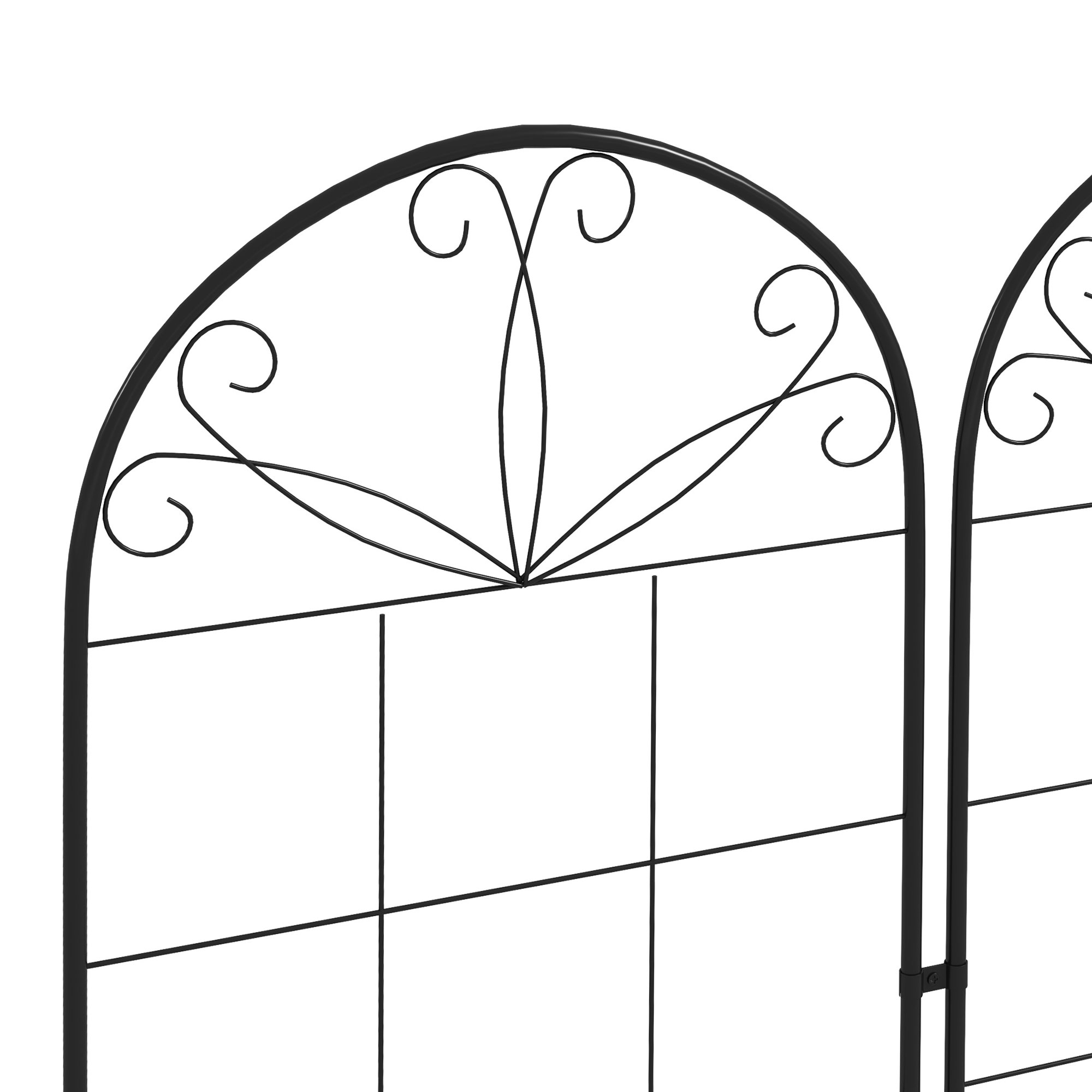 Outsunny Set of 2 Metal Garden Trellises, Climbing Plant Support Frames, Decorative Grid Design