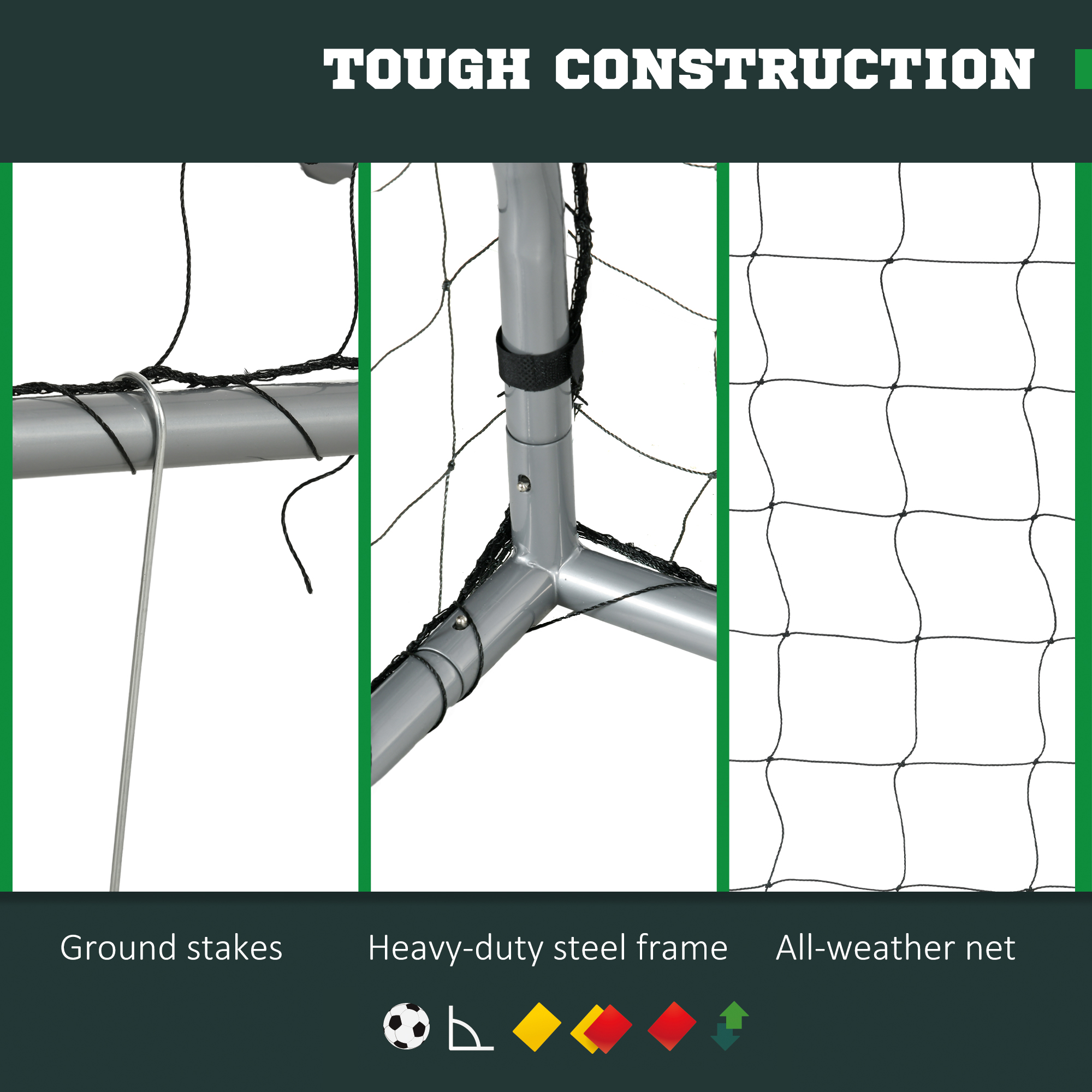 SPORTNOW Quick Setup Football Goal, 6ft x 2ft Net for Garden with Ground Stakes, Durable Outdoor Sport Equipment.