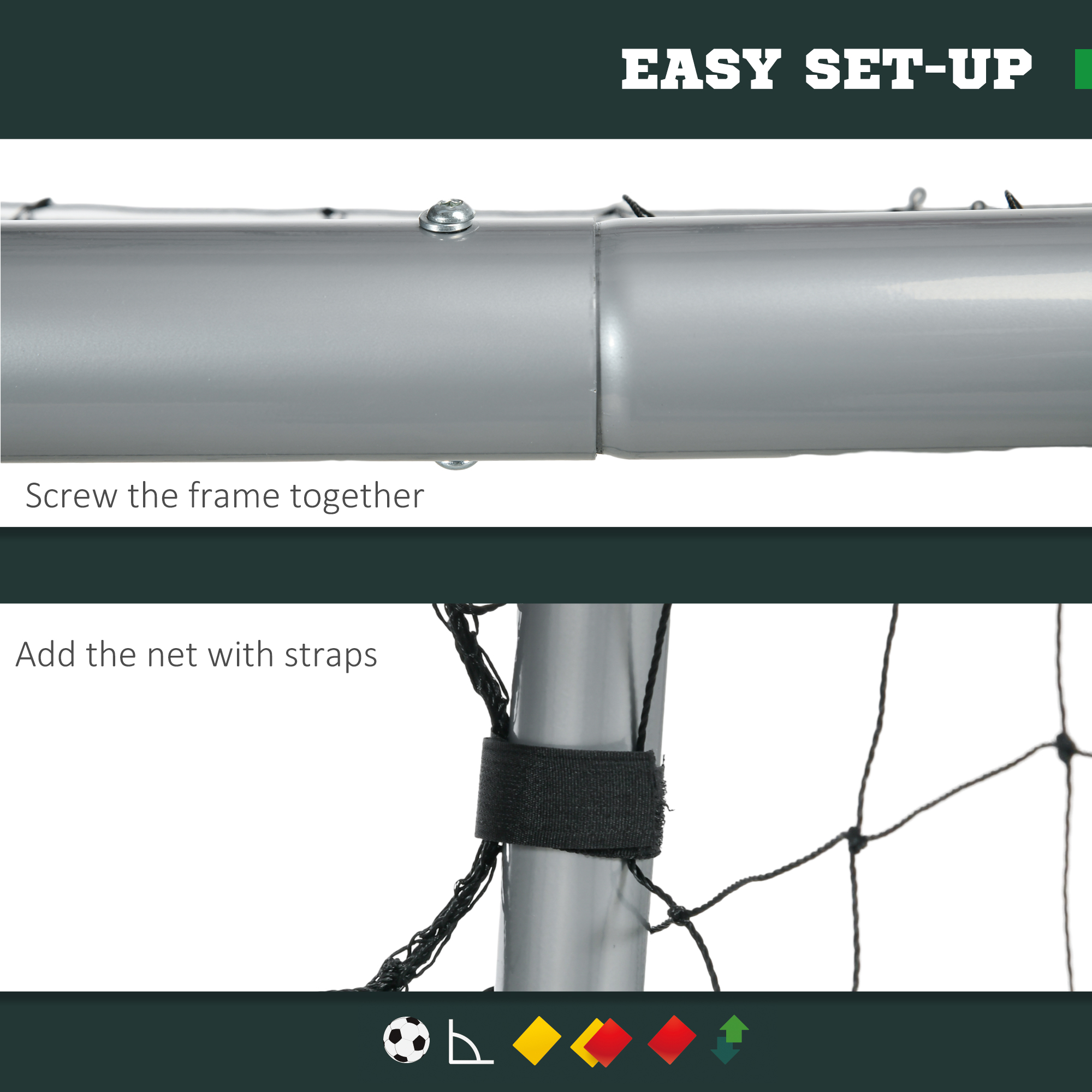 SPORTNOW Quick Setup Football Goal, 6ft x 2ft Net for Garden with Ground Stakes, Durable Outdoor Sport Equipment.