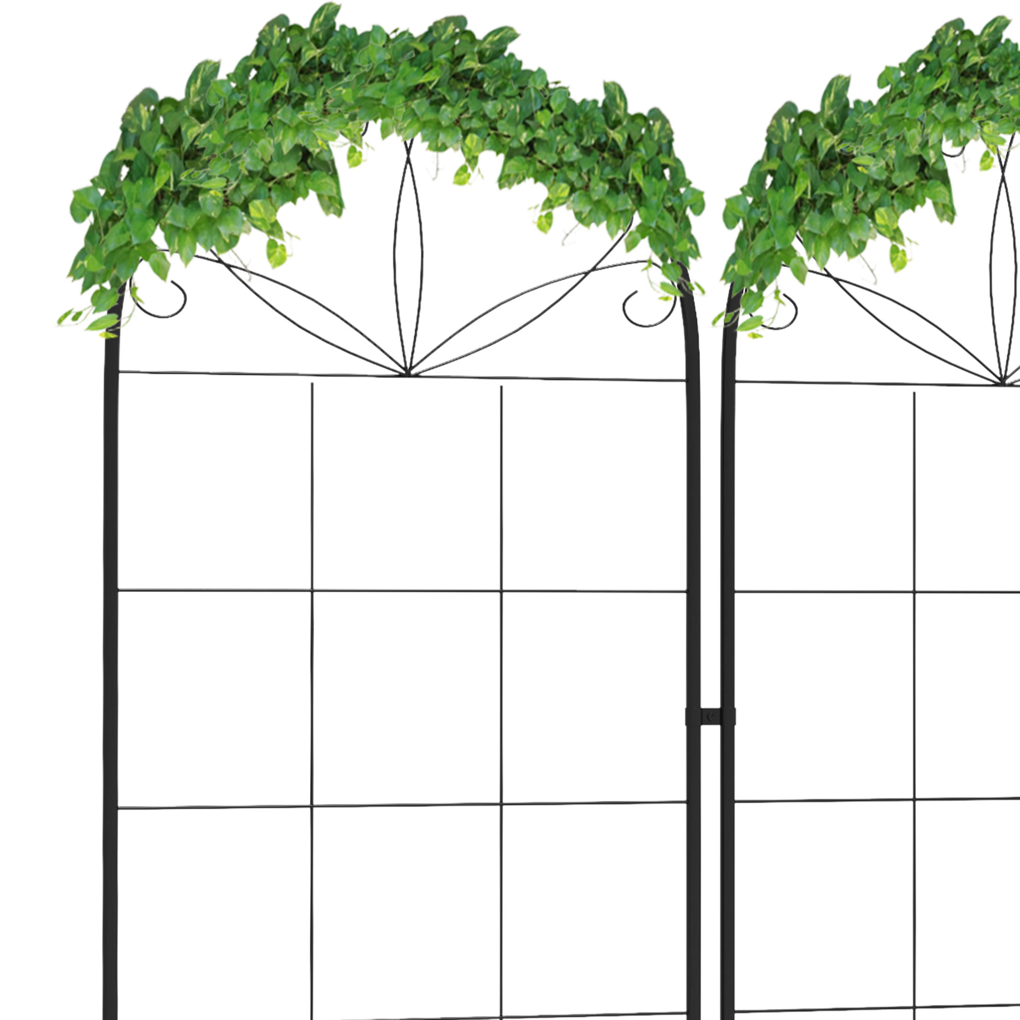 Outsunny Set of 2 Metal Garden Trellises, Climbing Plant Support Frames, Decorative Grid Design
