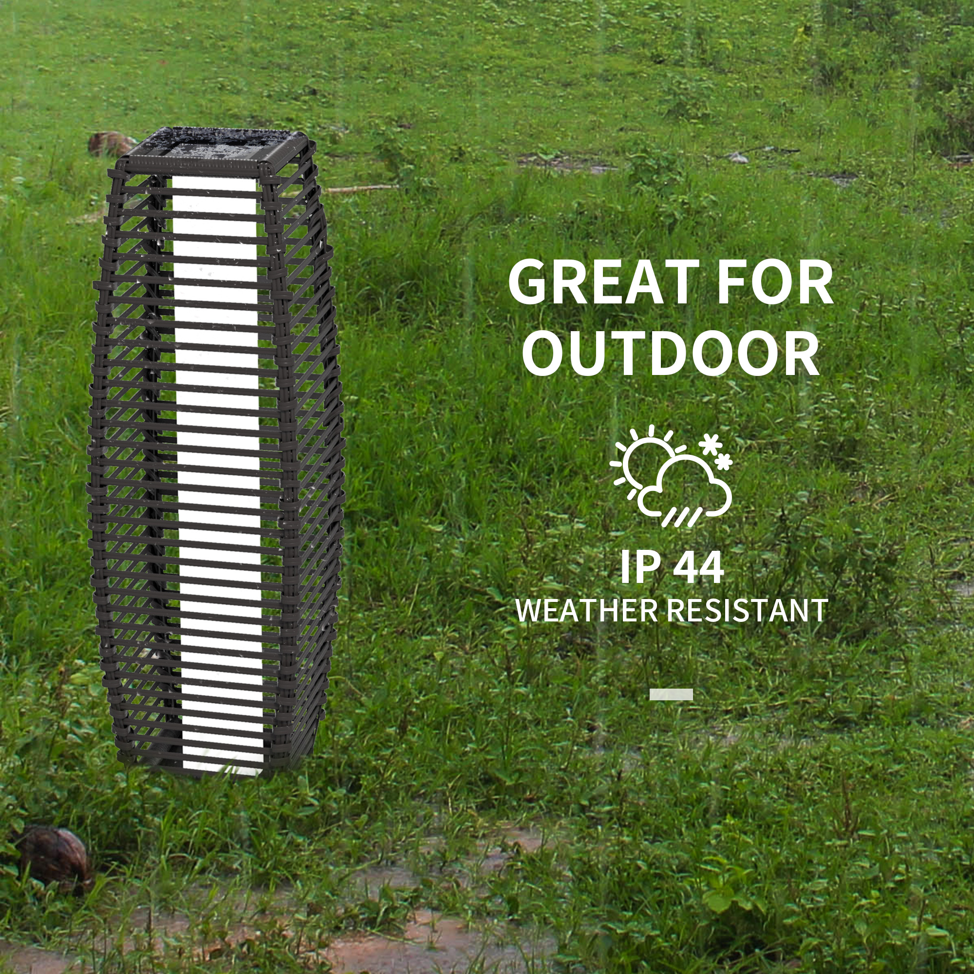 Outsunny Solar Powered Floor Lamp, LED Outdoor Garden Lantern, Pathway Light, Decorative Lighting with Auto On/Off, Grey