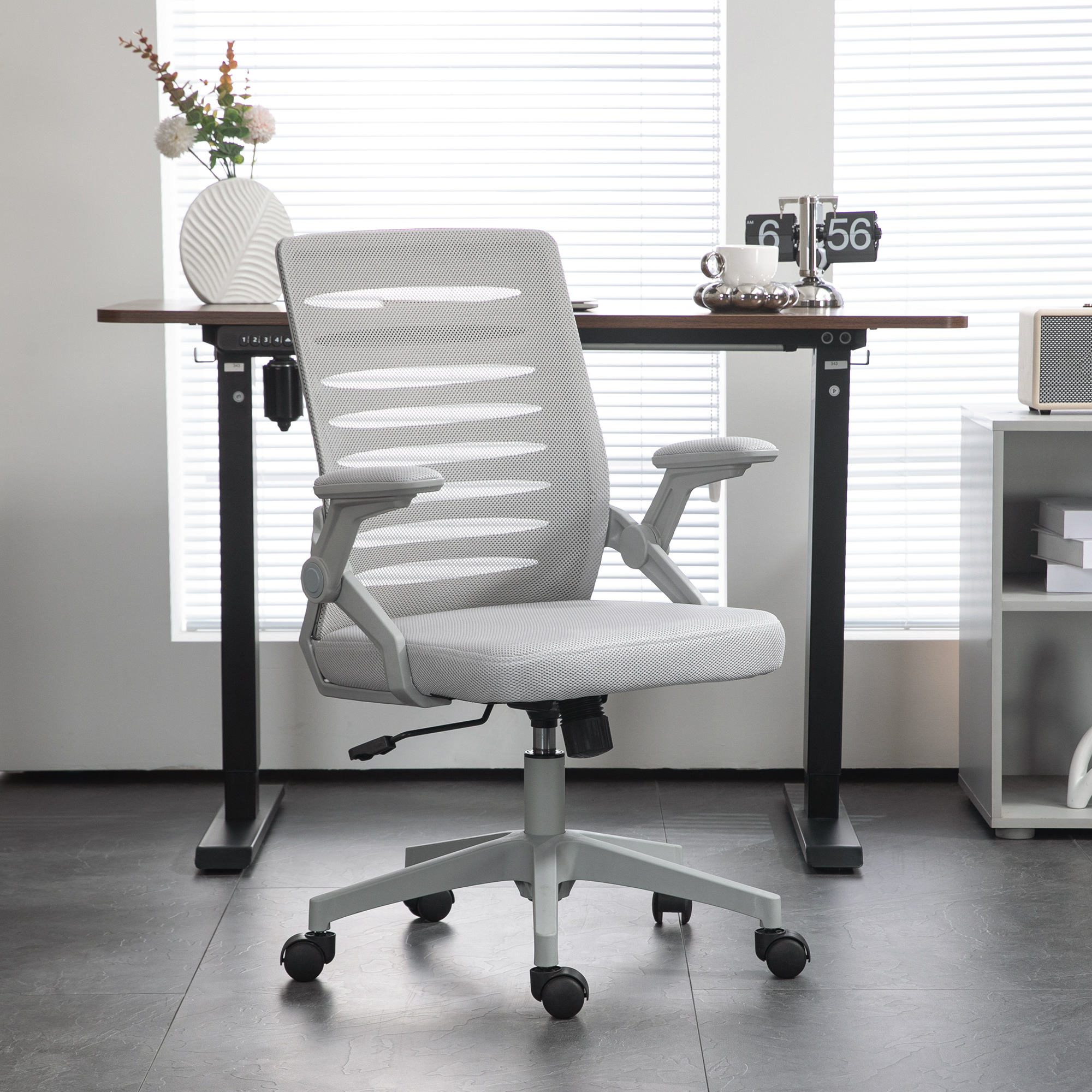 Vinsetto Sedia Ergonomica ad Altezza Regolabile in Tessuto Rosa