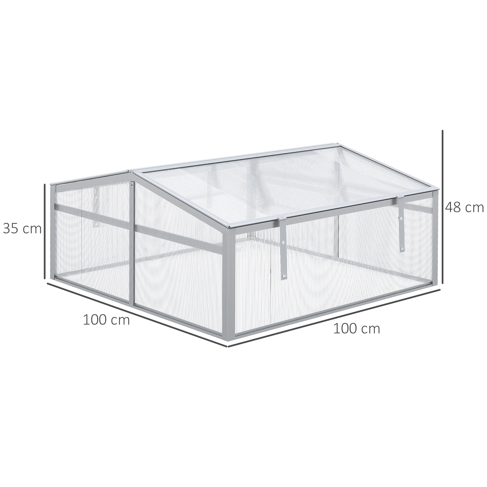 Outsunny Outdoor 2 Level Adjustable Roof Cold Frame Greenhouse with Aluminium Frame