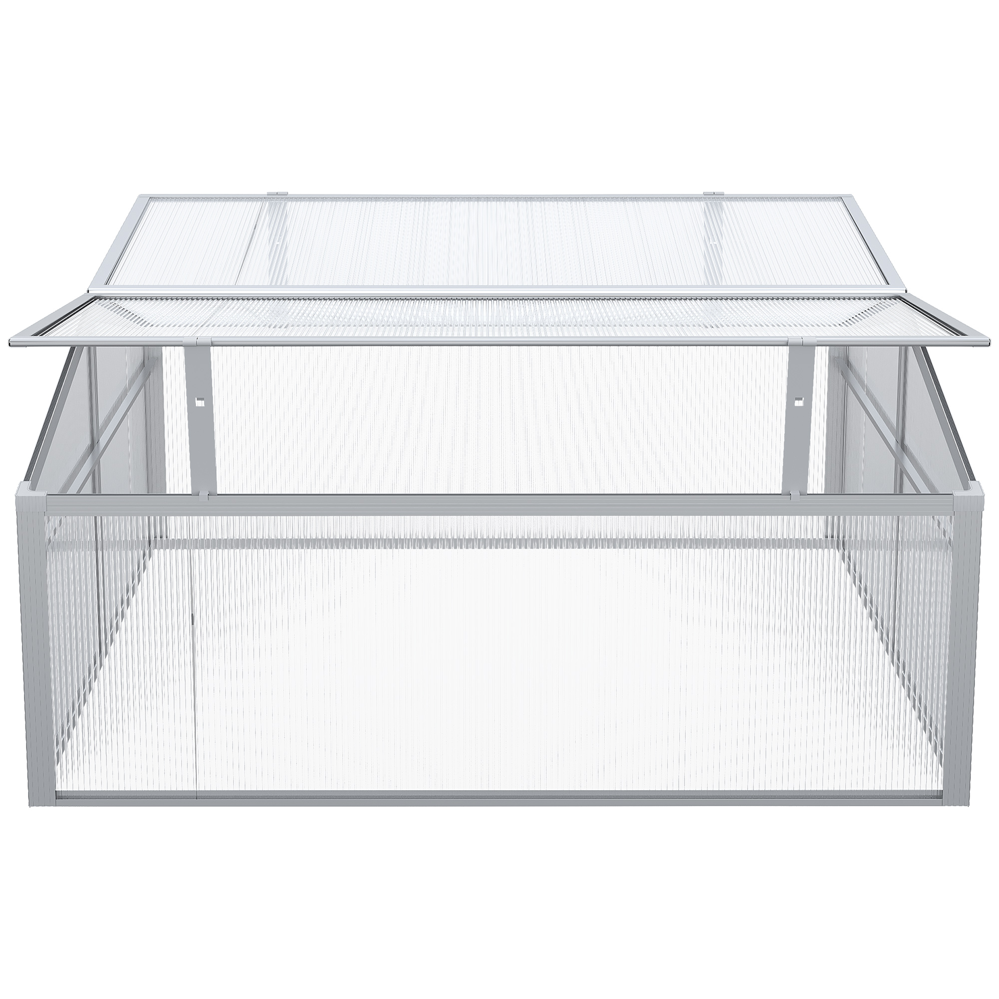 Outsunny Outdoor 2 Level Adjustable Roof Cold Frame Greenhouse with Aluminium Frame