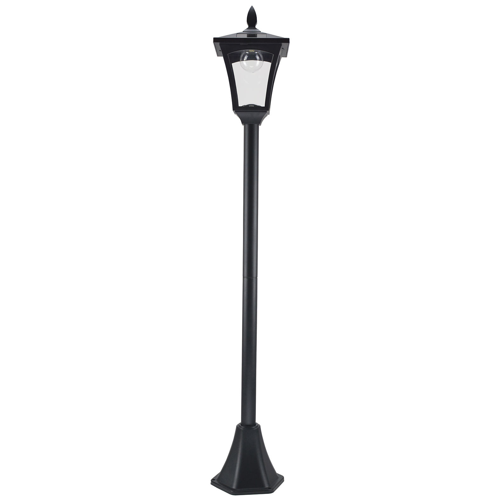 Outsunny Outdoor Solar Powered Post Lamp Sensor Dimmable LED Lantern Bollard Pathway 1.6M Tall â€“ Black