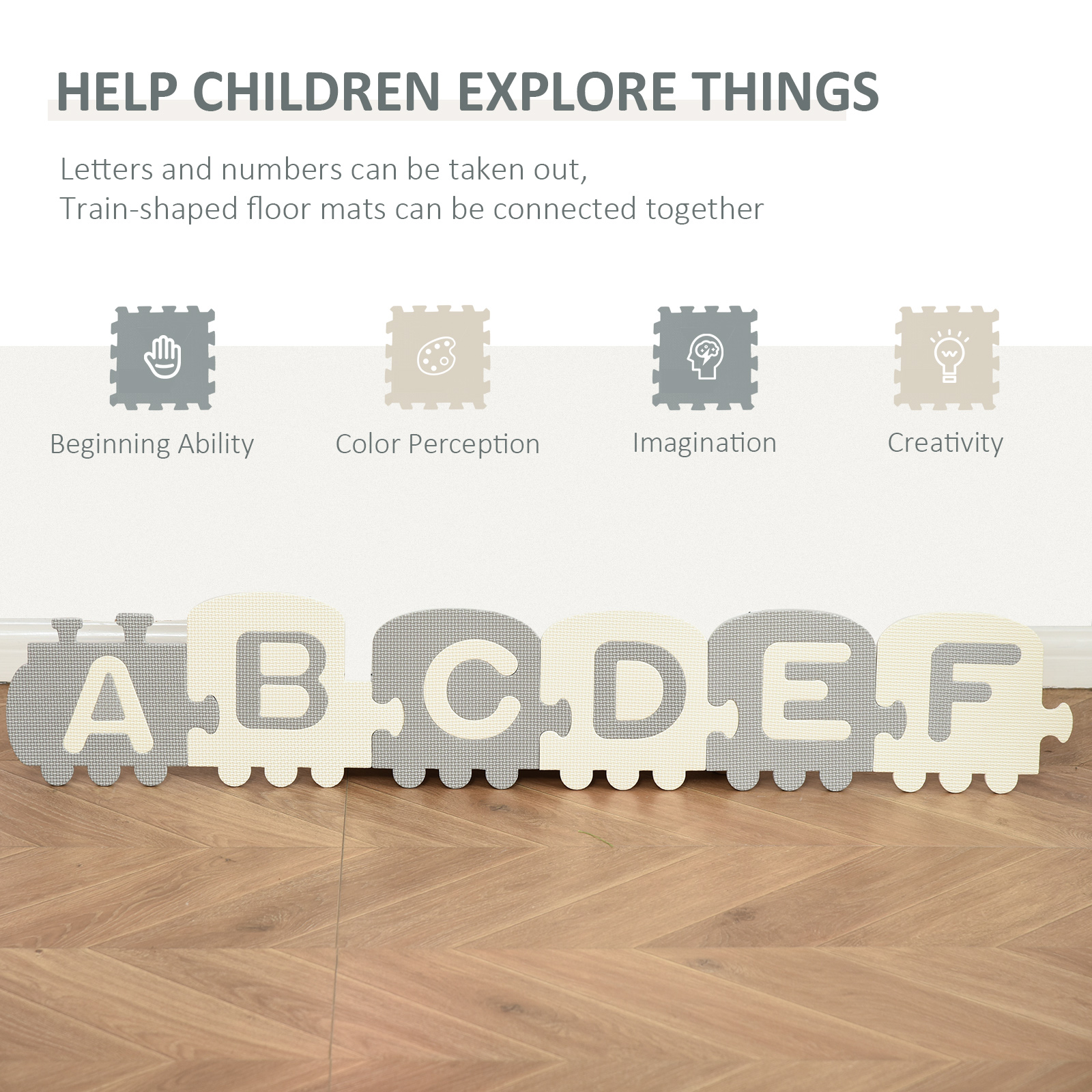 HOMCOM Kids Foam Puzzle Floor Tiles Baby Toddler Educational Play Mat 36 Pcs with Letters and Numbers Anti-slip Crawling Learning 31.5 x 31.5 EVA