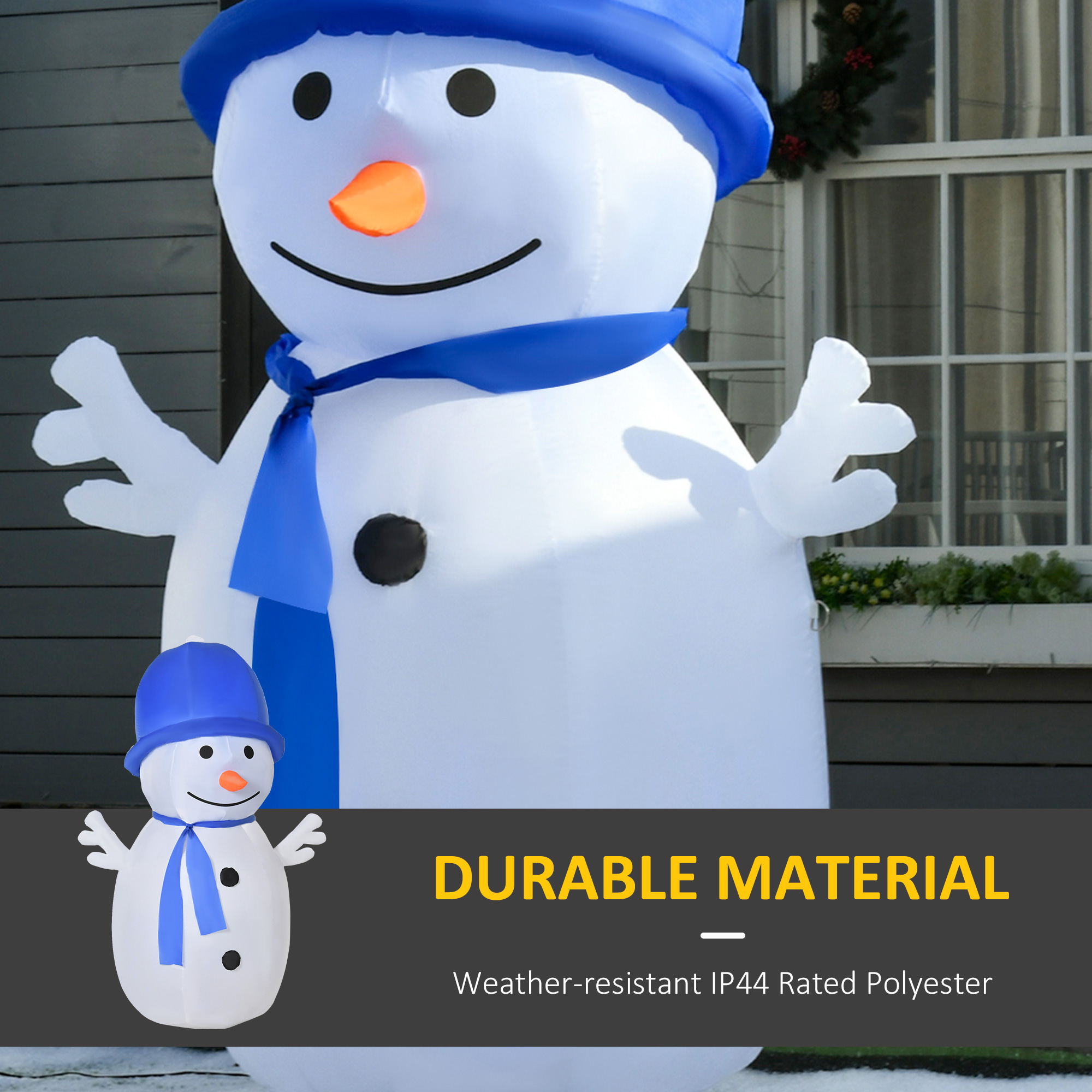 HOMCOM 1.8m Christmas Inflatable Snowman Outdoor LED Light Blow Up Decoration for Home Indoor Garden Lawn