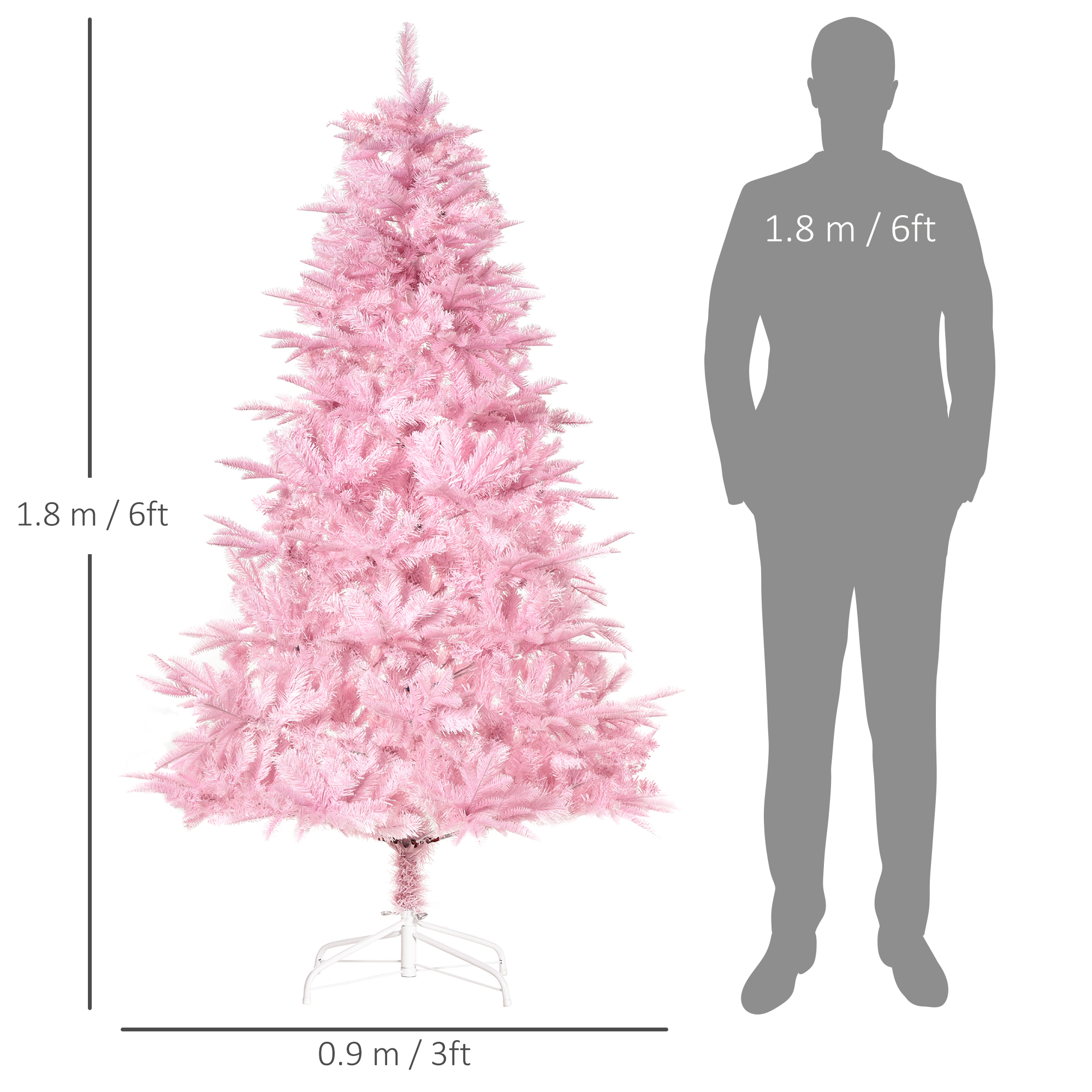 HOMCOM 6FT Pop-up Artificial Christmas Tree Holiday Xmas Holiday Tree Decoration with Automatic Open for Home Party, Pink