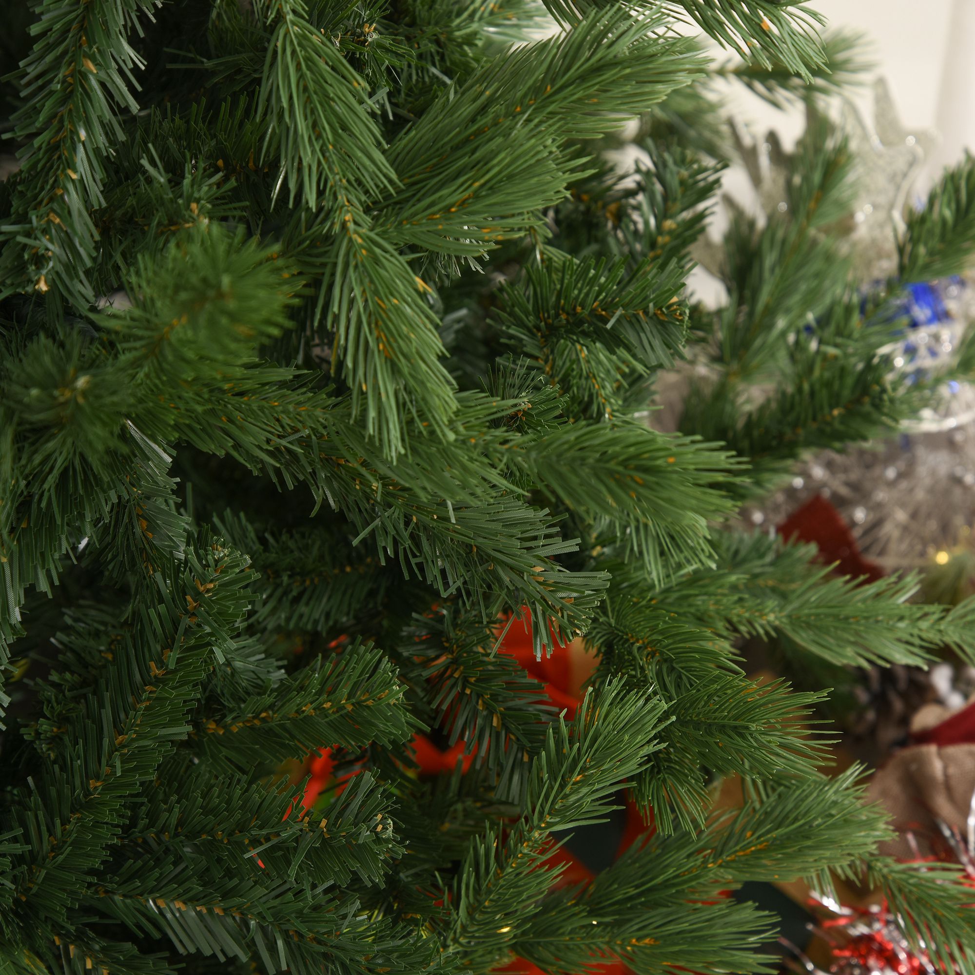 Árbol De Navidad Artificial HOMCOM 180 Cm - 1111 Puntas De PVC, 59 Piñas, Base Metálica Plegable