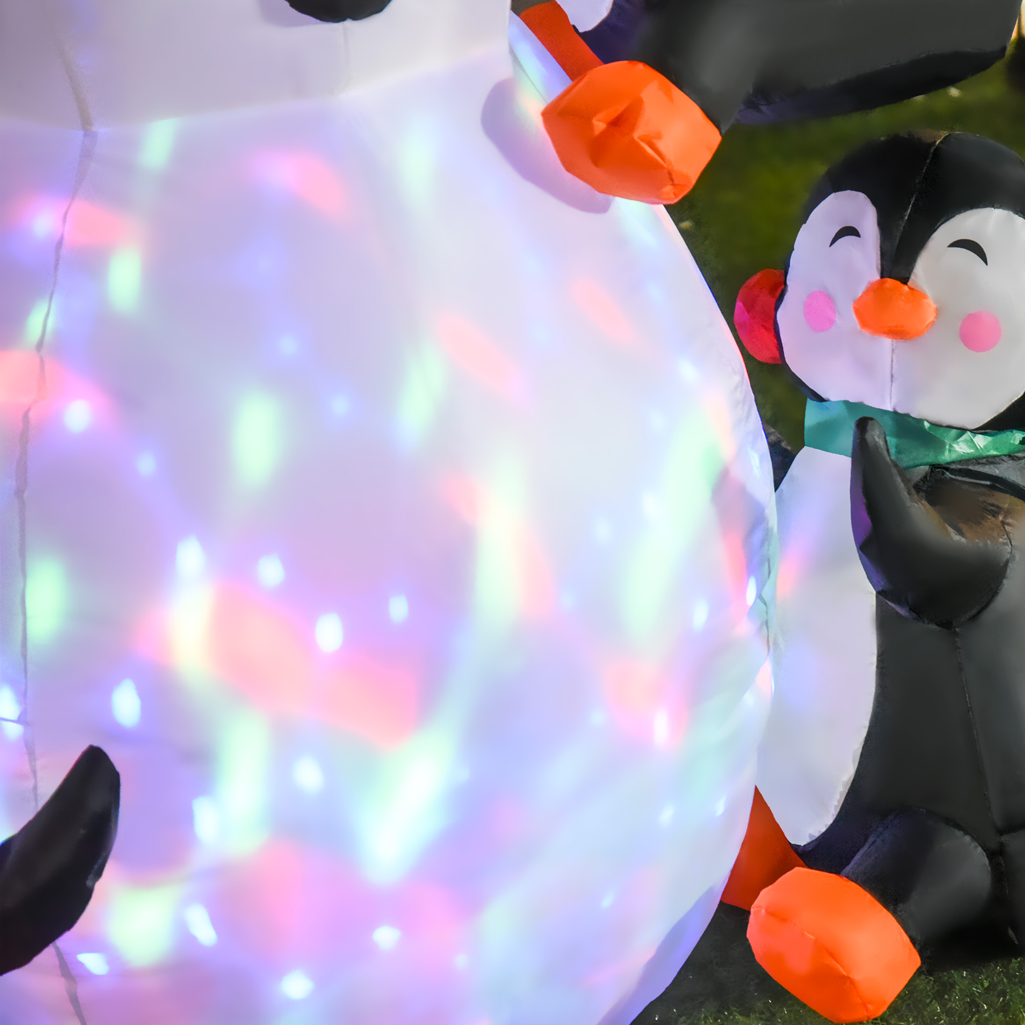 HOMCOM Christmas Inflatable Snowman and Penguins Outdoor Home Seasonal Decoration w/ LED Light