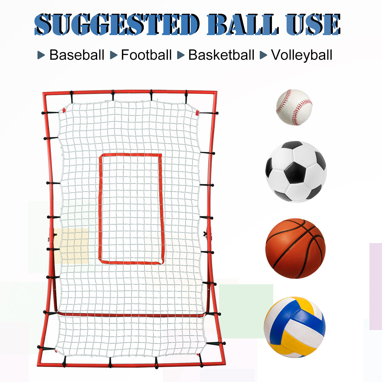 HOMCOM Steel Frame Adjustable 5-Angle Rebounder Goal Red/White