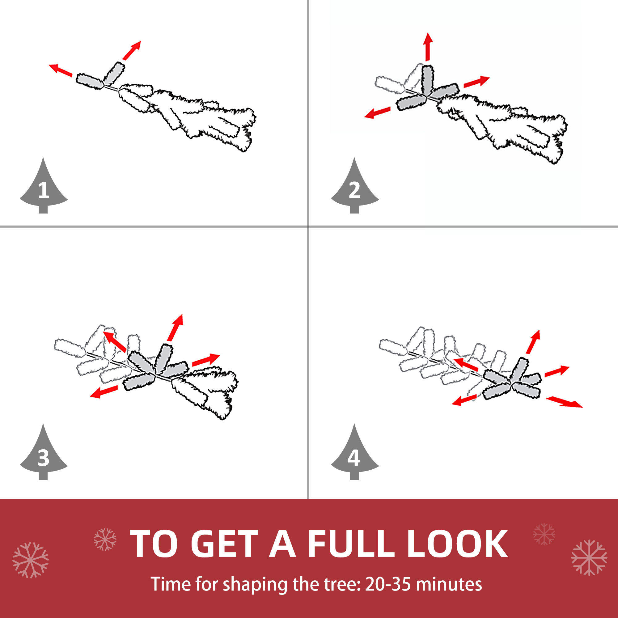 HOMCOM 6ft Artificial Christmas Tree Holiday Home Decoration w/ Metal Stand, Automatic Open, White & Pink Realistic Design Faux w/ Stand Quick Setup