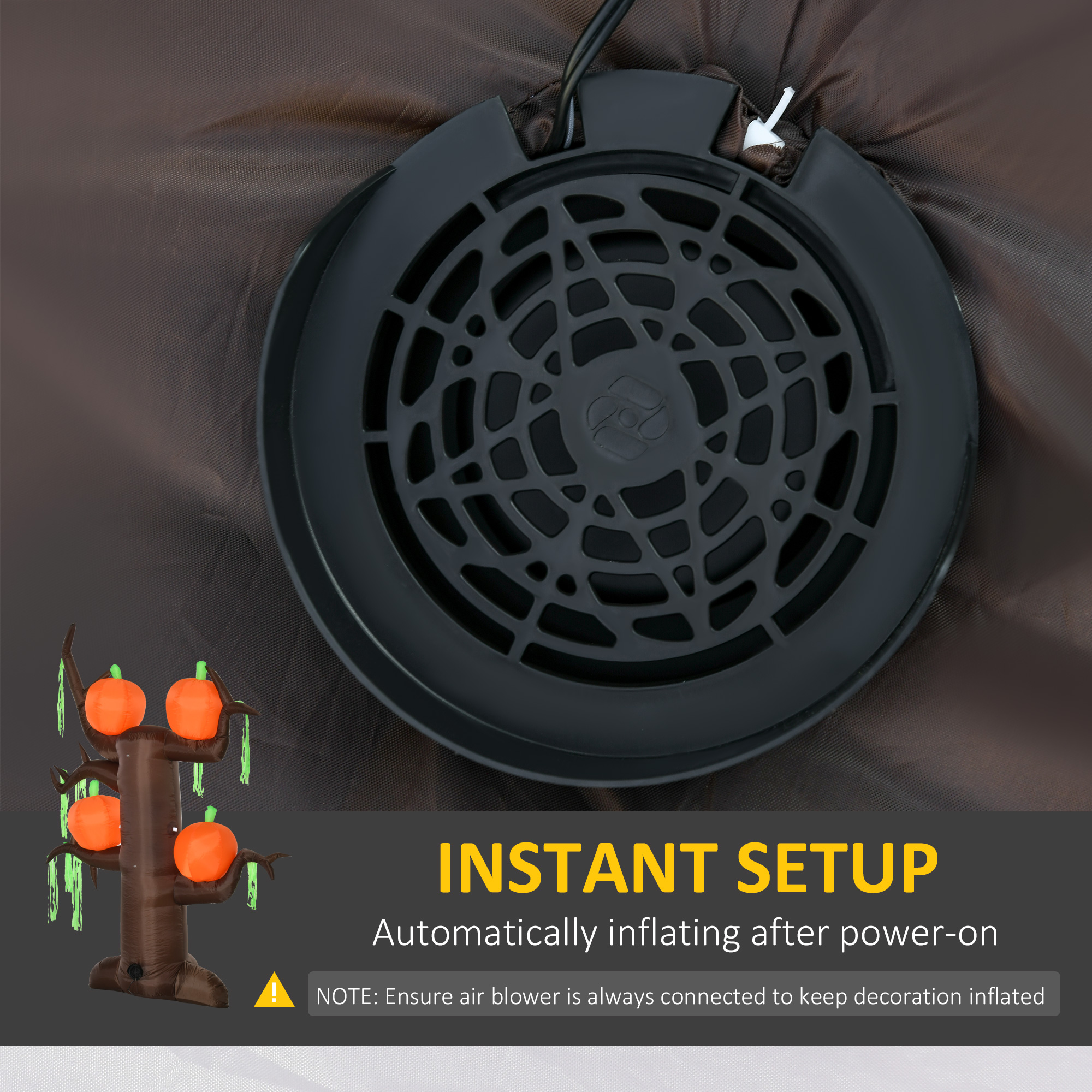 HOMCOM Next Day Delivery Halloween Inflatable Decoration Ghost Tree, 2.4m, 6 LED lights