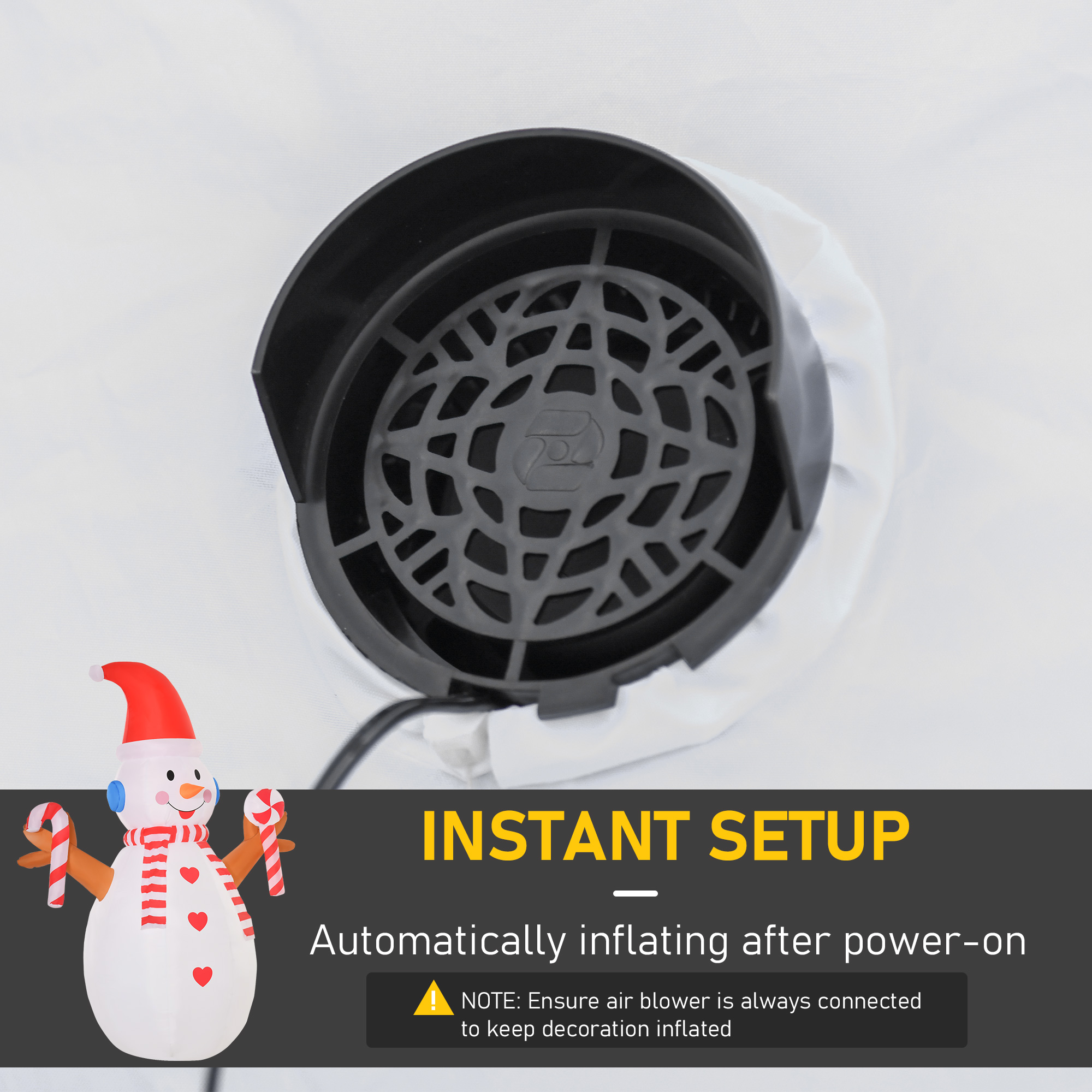 HOMCOM 2.4m Christmas Inflatable Snowman with Candy, Rotating Lighted for Home Indoor Outdoor Garden Lawn Decoration Party Prop
