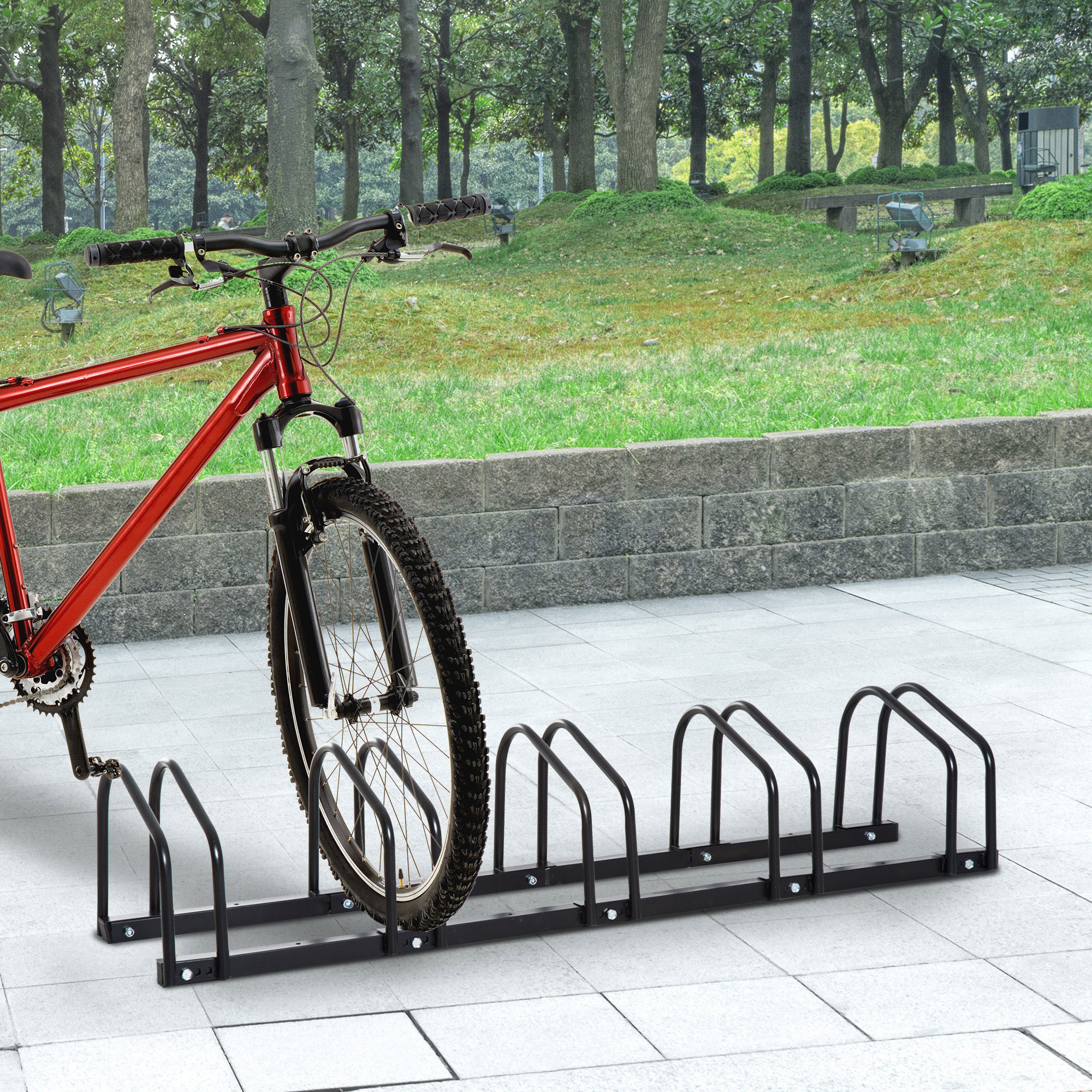 HOMCOM Bike Parking Rack, 130Lx33Wx27H cm, Steel-Black