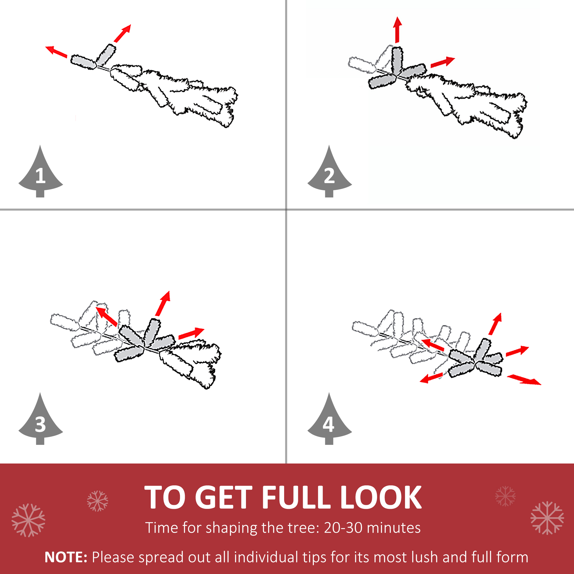 HOMCOM Prelit Christmas Tree Artificial Tree, Metal Base, Pre-Lit, 1.2m