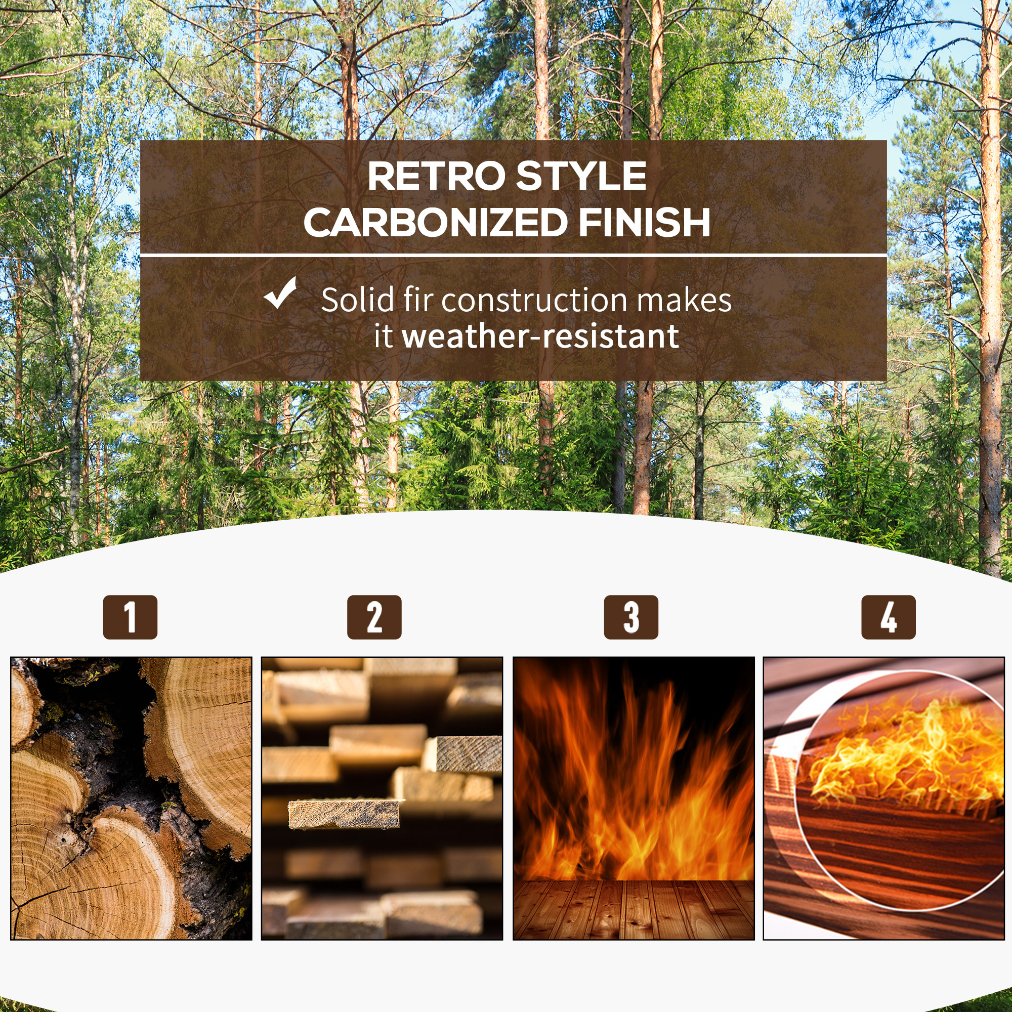 Outsunny Wooden Garden Bridge Lawn DÃ©cor Stained Finish Arc Outdoor Pond Walkway w/ Railings