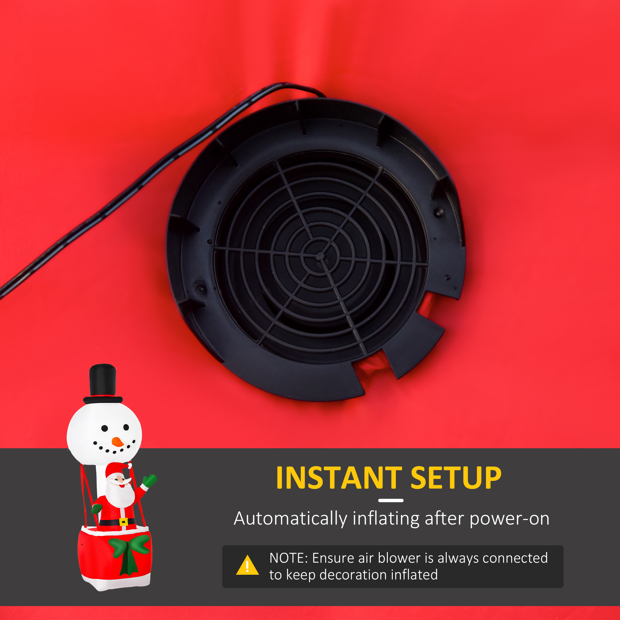 HOMCOM 2.5m Christmas Inflatable Decoration with Santa Claus on Snowman Hot Air Balloon, Blow Up Xmas Decor for Outdoor â€‹Indoor Home Garden Family