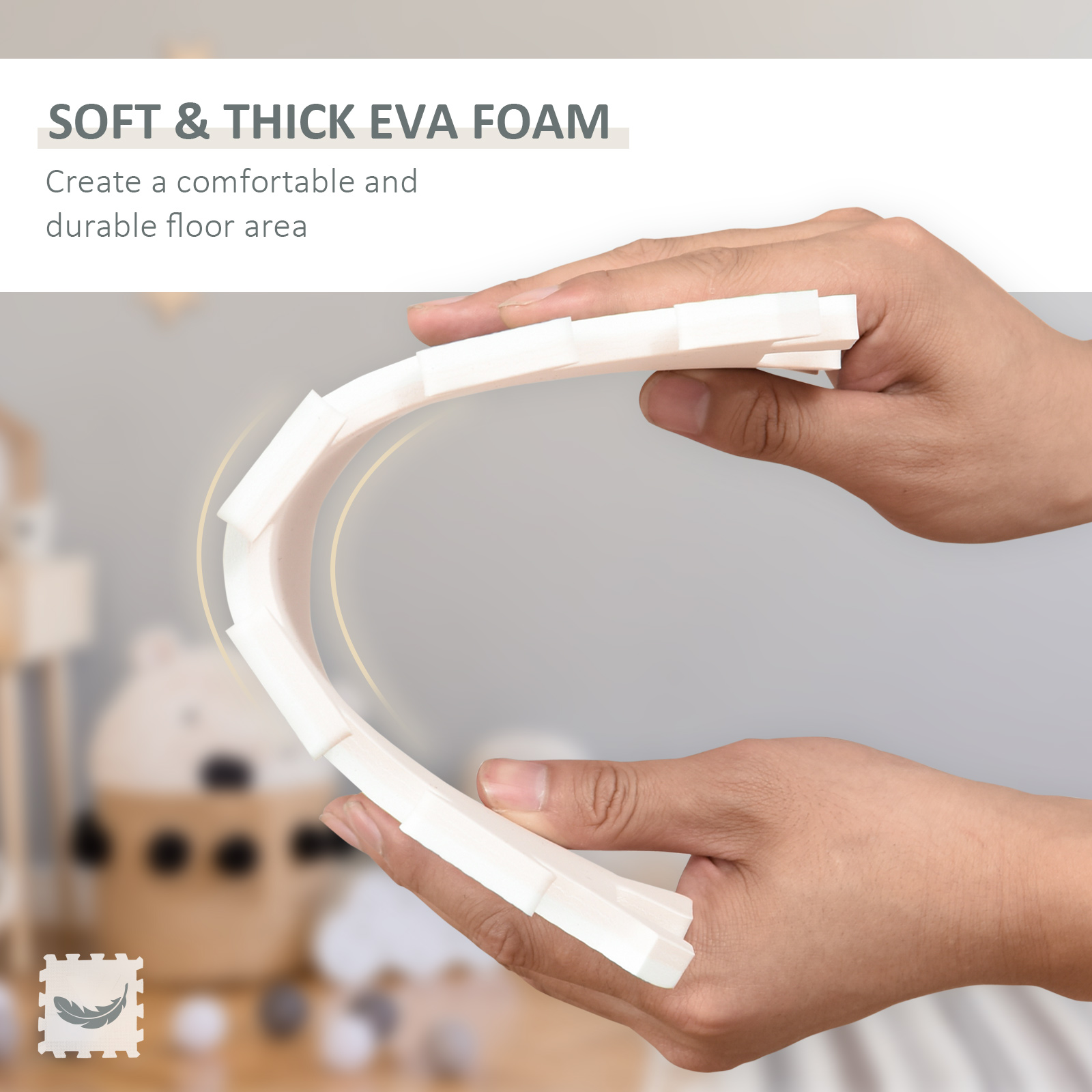 HOMCOM Kids Foam Puzzle Floor Tiles Baby Toddler Educational Play Mat 36 Pcs with Letters and Numbers Anti-slip Crawling Learning 31.5 x 31.5 EVA