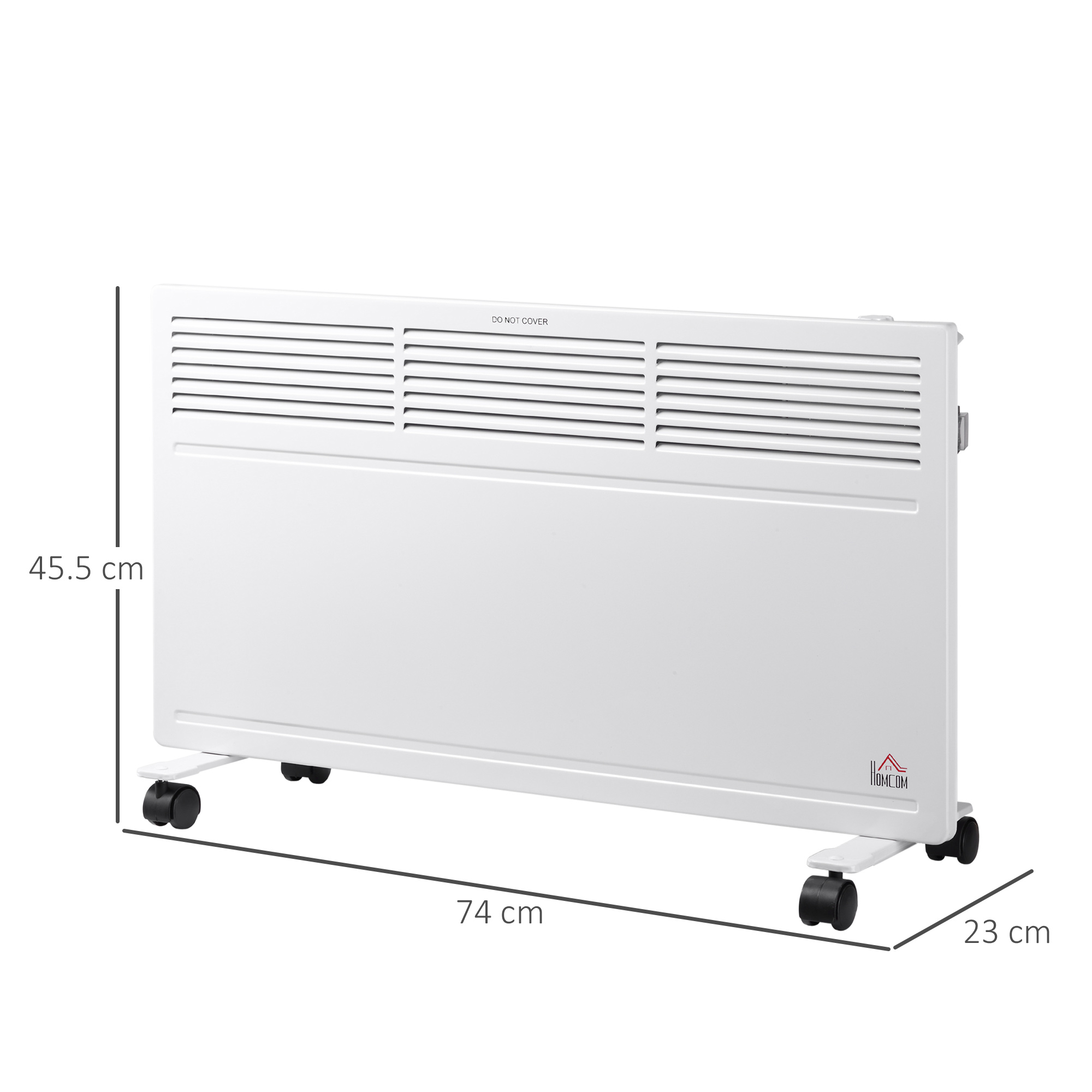 HOMCOM Convector Radiator Heater Freestanding or Wall-mounted Portable Electric Heating with 2 Heat Settings, Adjustable Thermostat and Safety Cut-Off