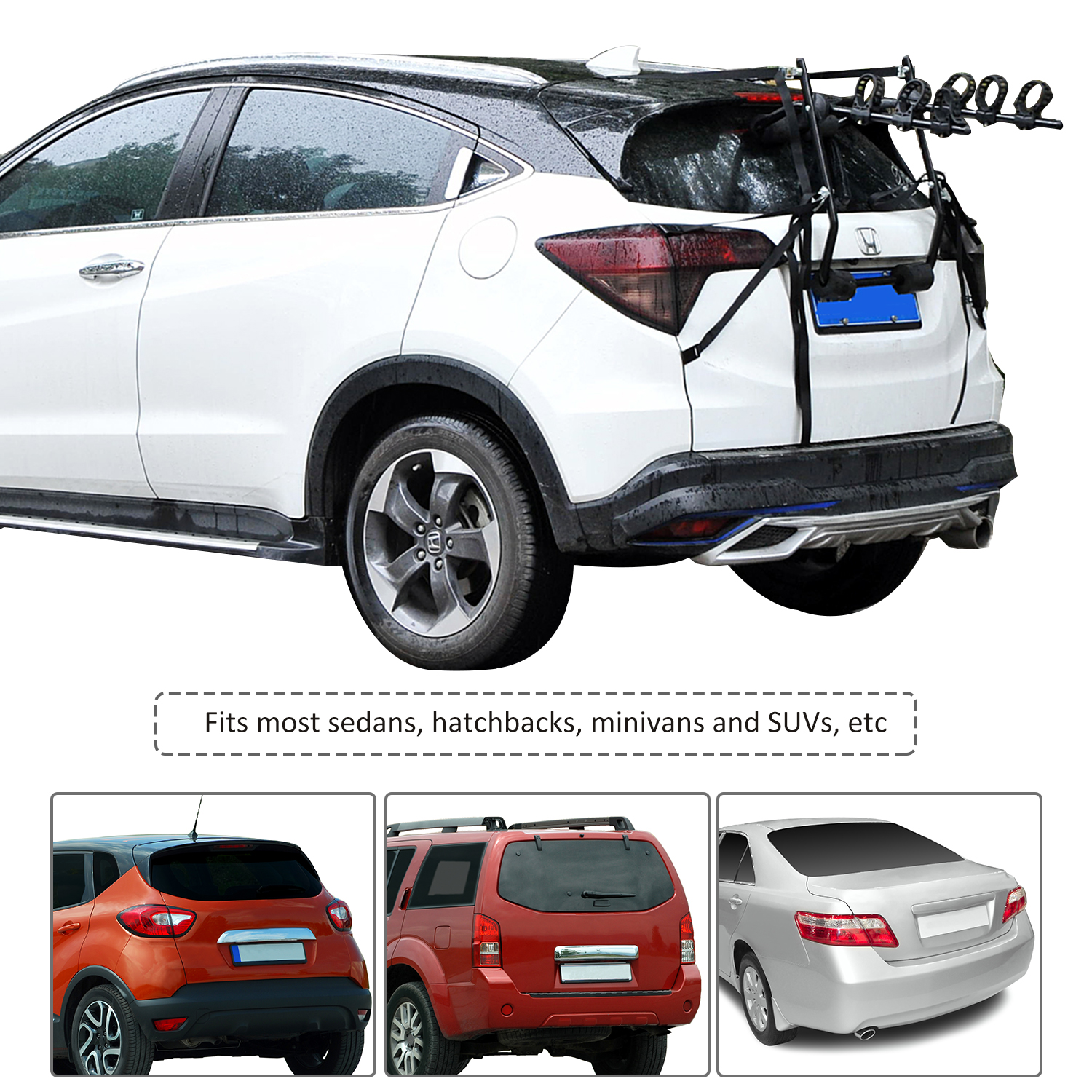 Outsunny 3 Bicycles Car Carrier Rack-Black