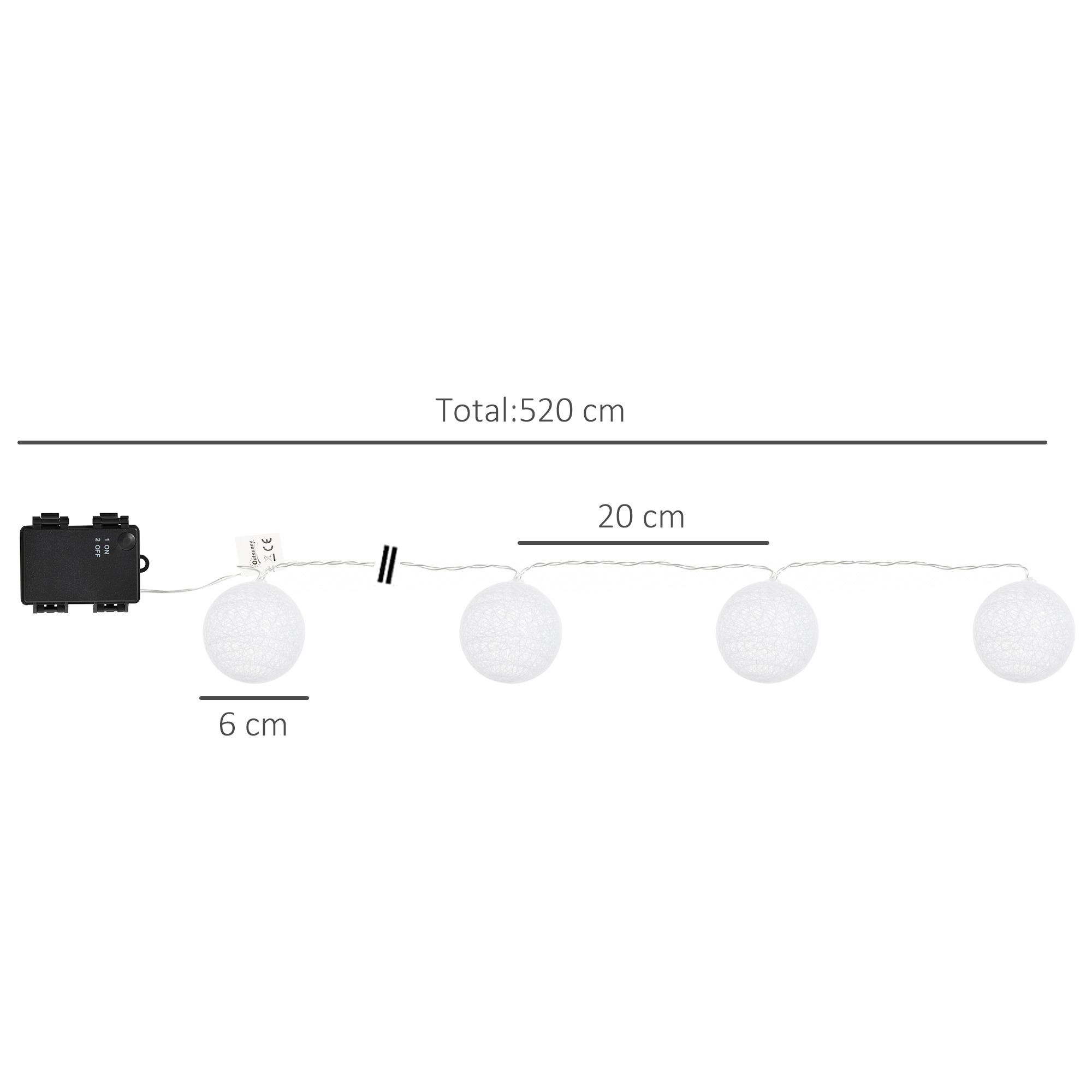 Outsunny 4-Pack Garden String Lights, Total 70ft 80 LED Globe Lights, Hanging Festoon Lights for Outdoor/Indoor, Party, Festival Docor