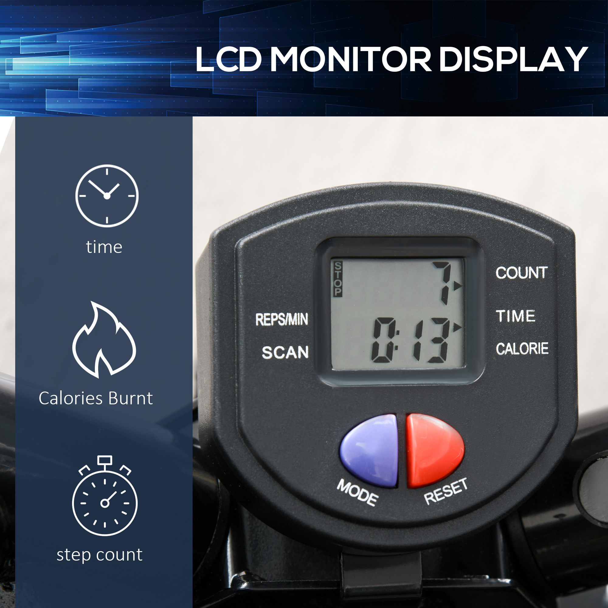 HOMCOM Mini Stepper Exercise Stepper Machine Legs Arms Thigh Toner Toning Machine Workout Training Fitness Stair Steps New Black