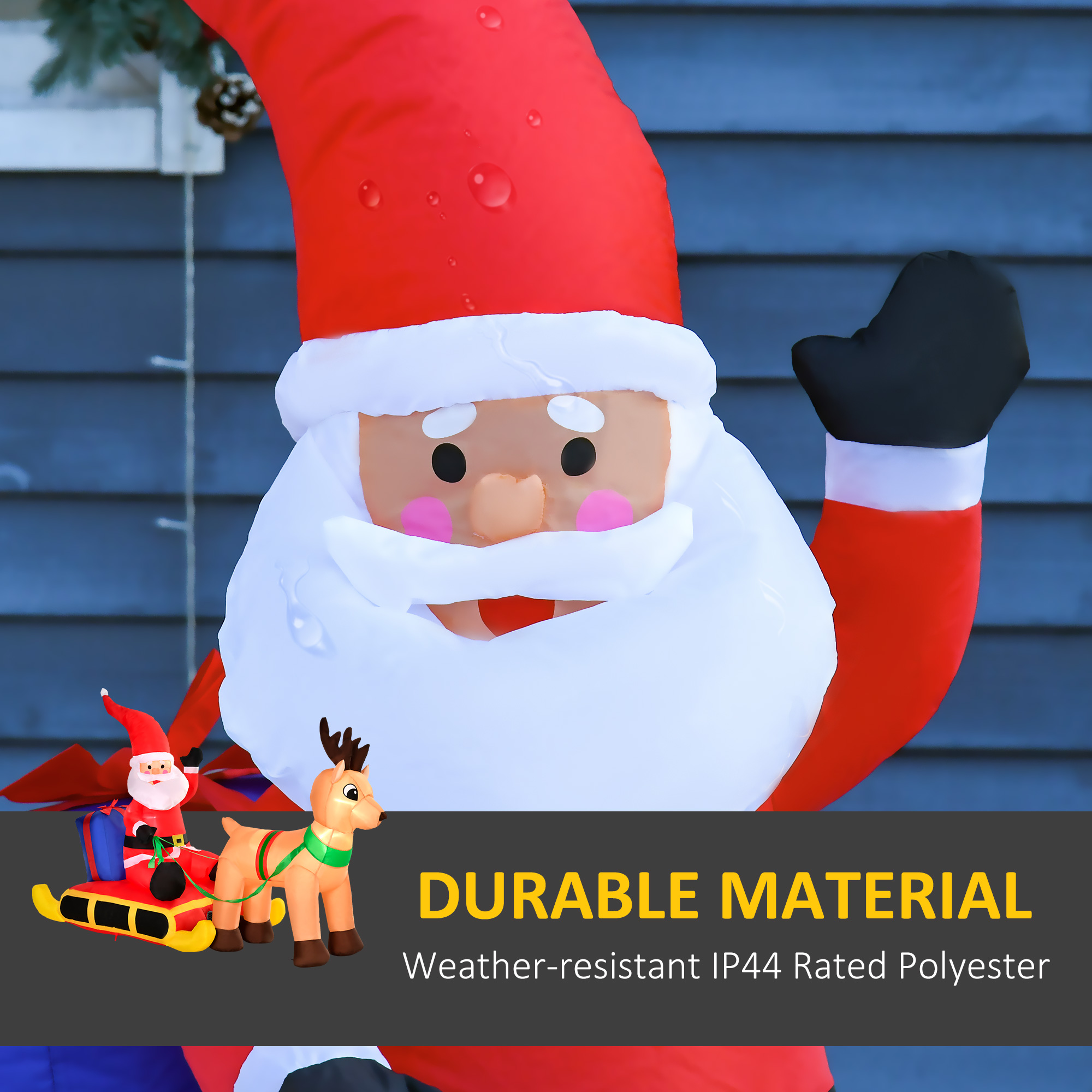 HOMCOM Inflatable Santa, Polyester, 122H cm-Multicolour