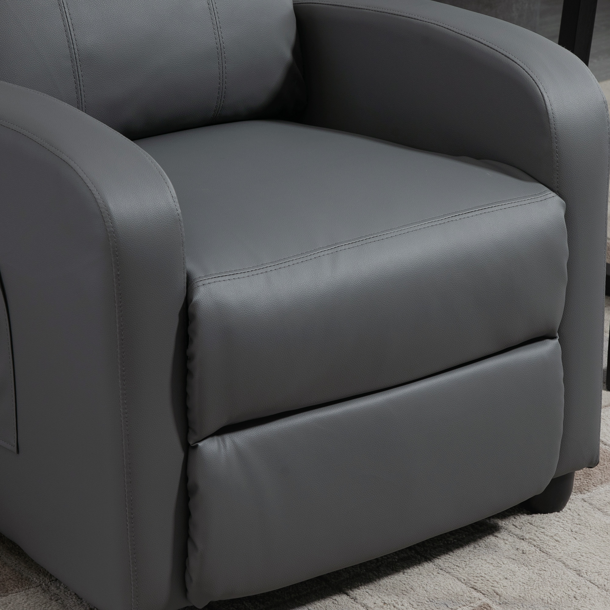 HOMCOM Reclining Massage Chair, Faux Leather with Footrest, Remote Control, for Lounge, Bedroom, Cinema, Grey