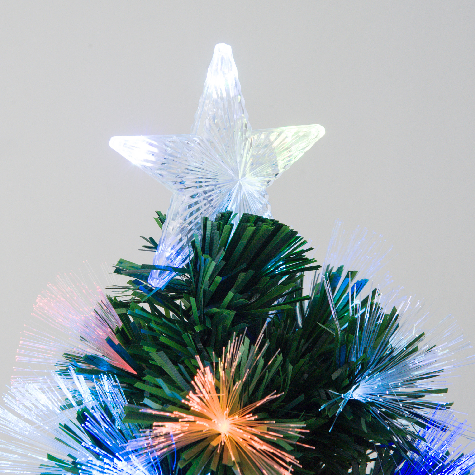 HOMCOM HOMCM 1.2m Tall Artificial Tree Fiber Optic Colorful LED Pre-Lit Holiday Home Christmas Decoration with Flash Mode, Green