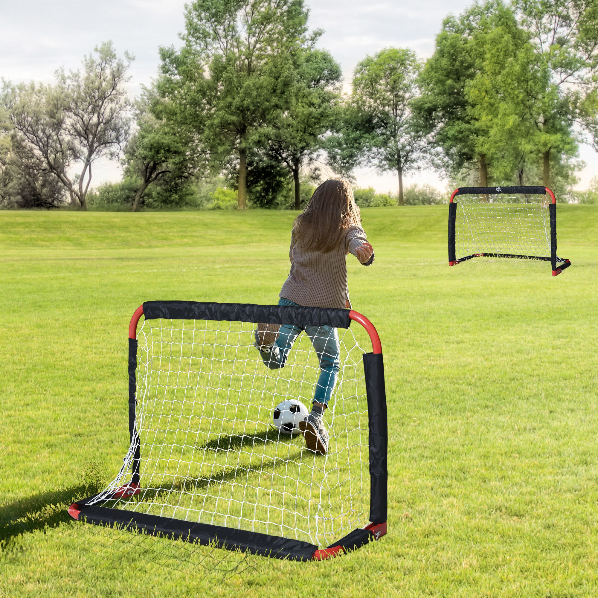 Gofady But de Football pour Enfants, Filet de Football 2 en 1 avec 5 Cible et Sac de Transport, Cage de Foot Enfant Exterieur pour Jardin Intérieur et Extérieur (Bleu, 120