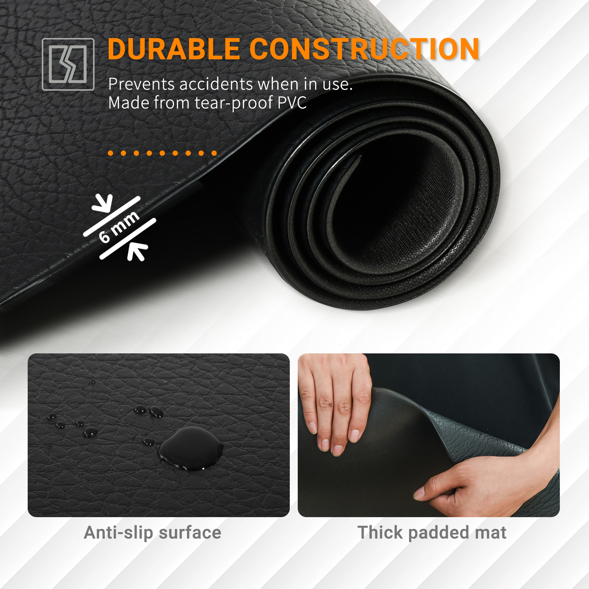 HOMCOM Exercise Equipment Mat, Non-slip Floor Protector for Gym, Fitness, Workout, Training, 180 x 90cm