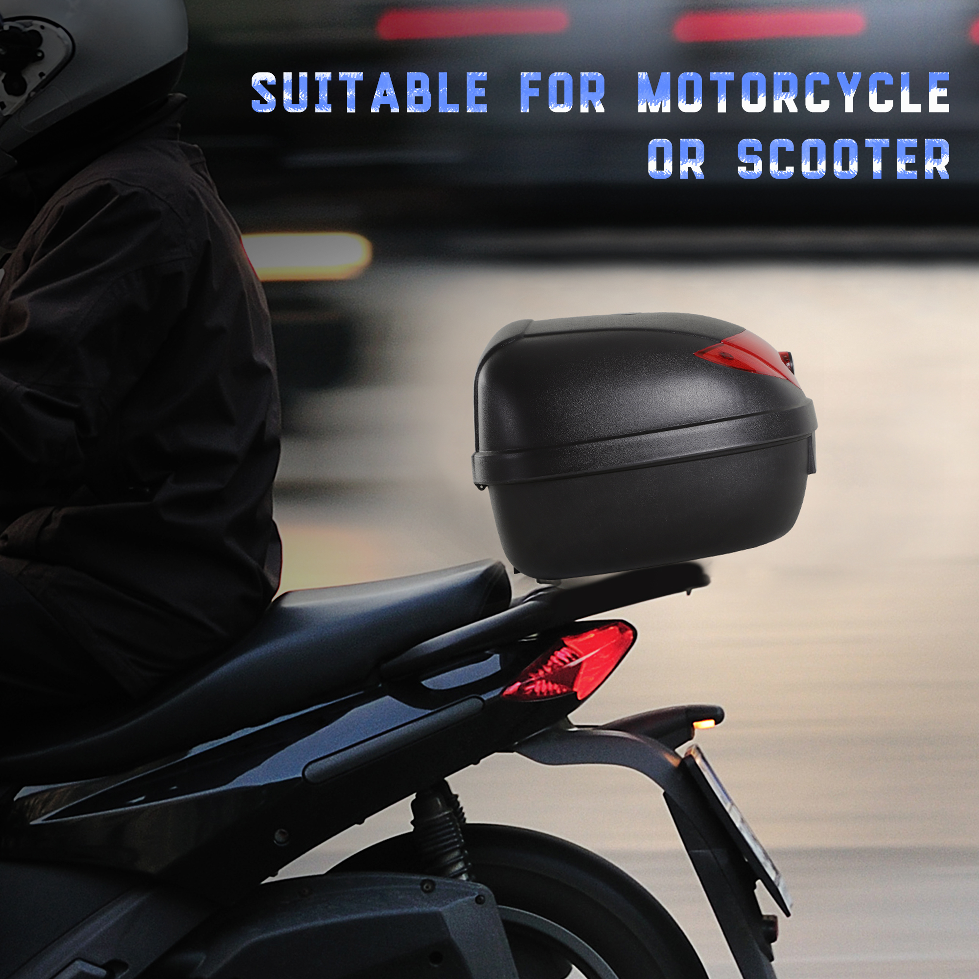 HOMCOM Motorcycle Top Box with Reflectors, 24L Luggage Case, Secure & Waterproof, Black/Red