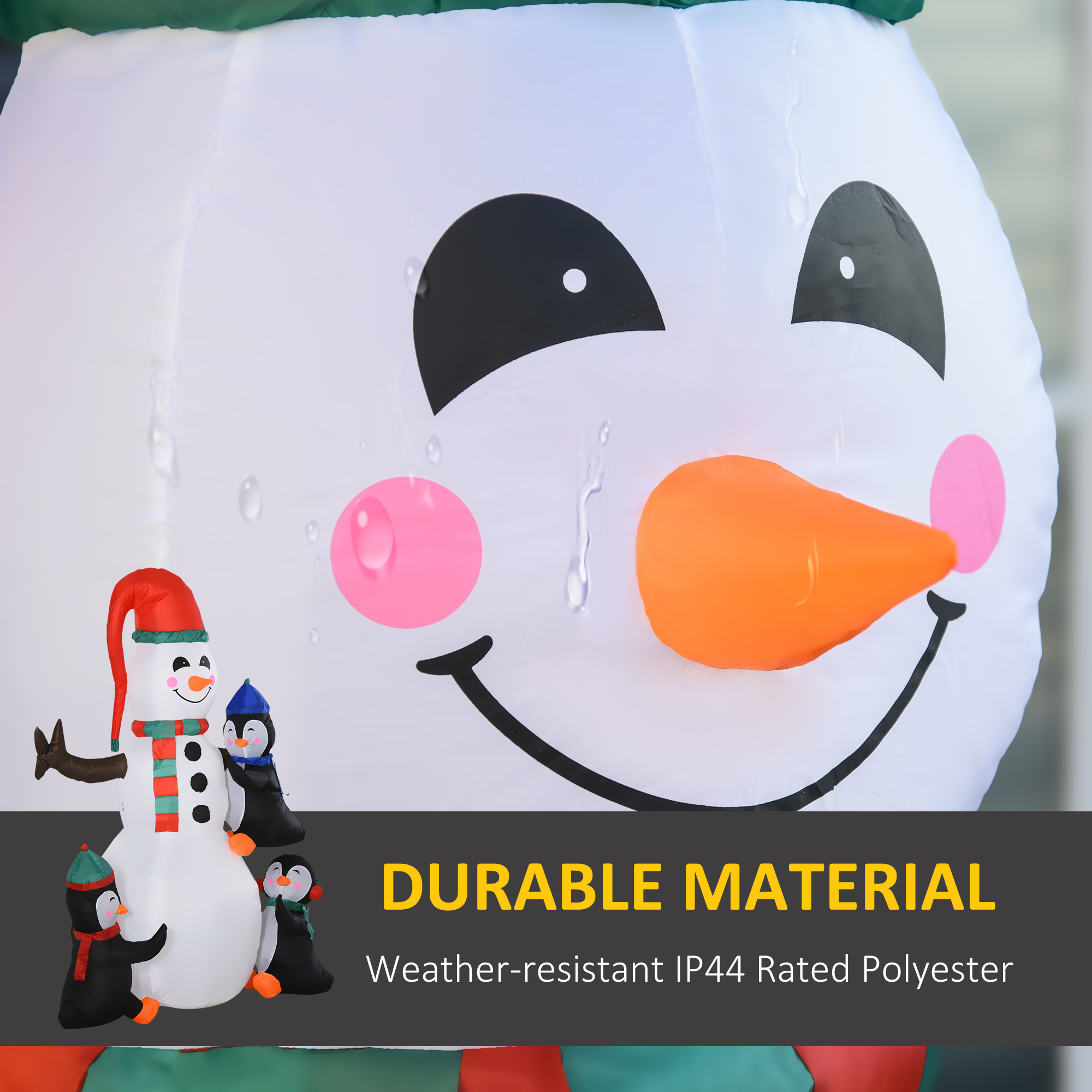 HOMCOM Christmas Inflatable Snowman and Penguins Outdoor Home Seasonal Decoration w/ LED Light