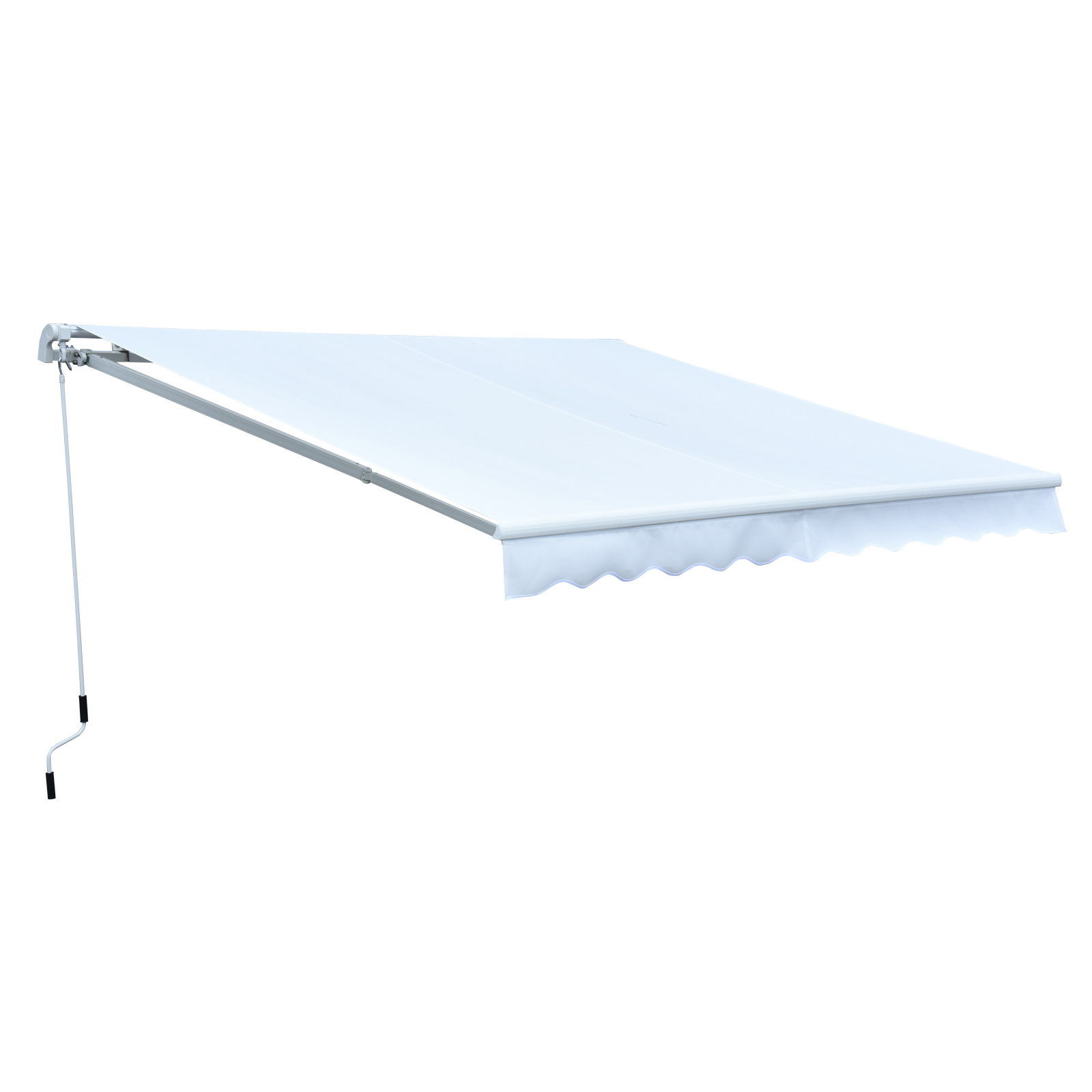 Outsunny® Toldo Manual Plegable de Aluminio Ángulo Ajustable con Manivela para Exterior Balcón Jardín Terraza 3x2.5m Blanco | Aosom