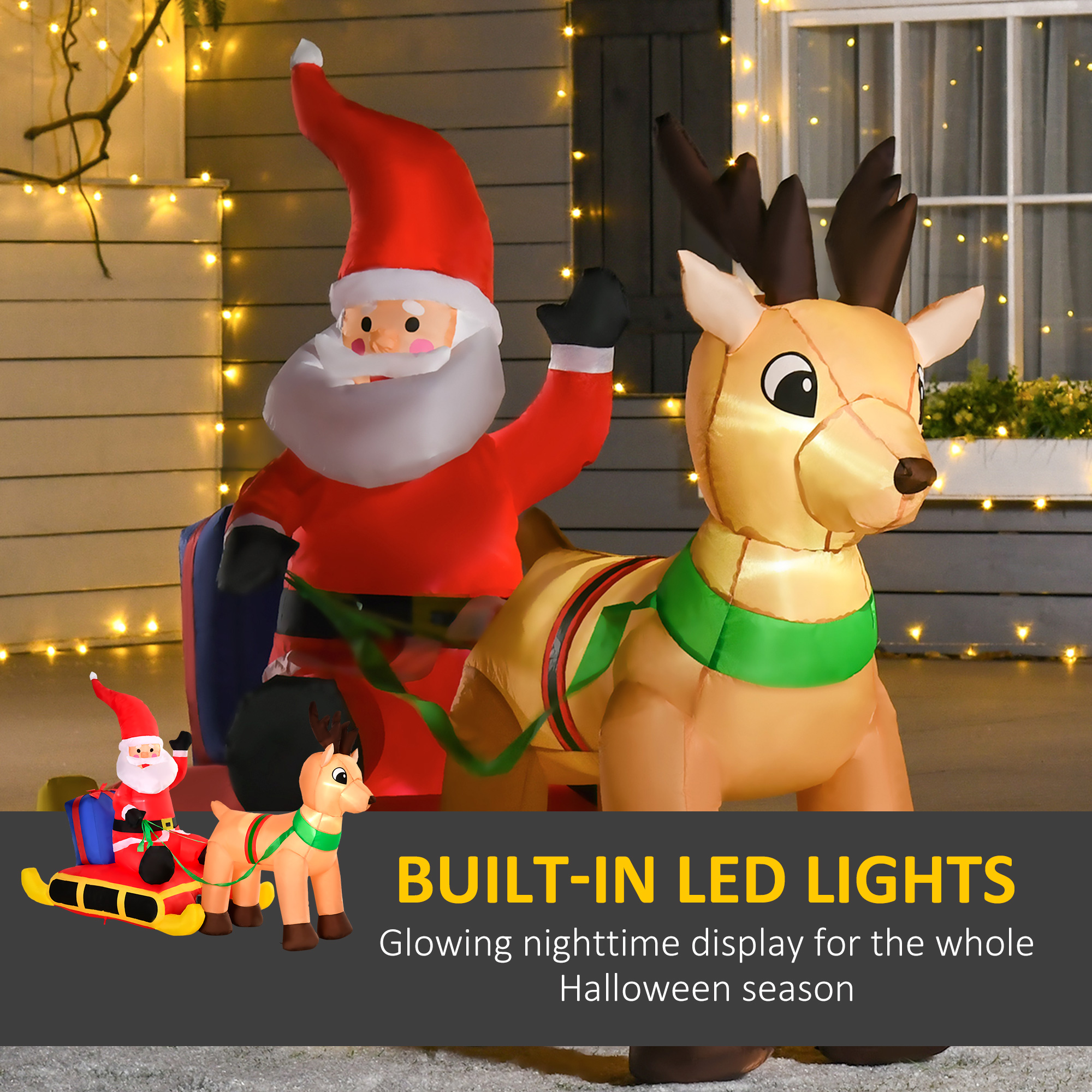 HOMCOM Inflatable Santa, Polyester, 122H cm-Multicolour