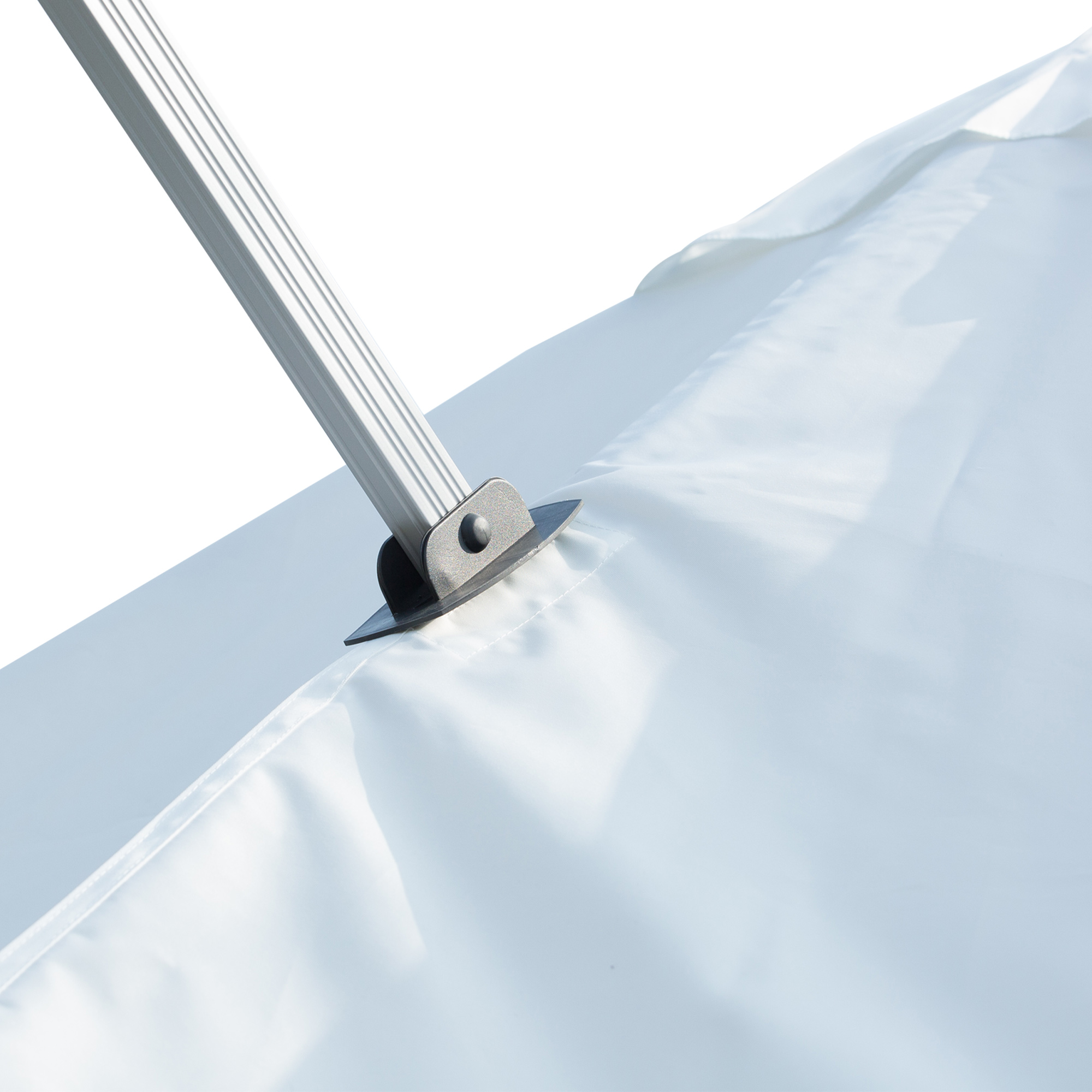 Outsunny 3m Cantilever Roma Parasol Aluminium Frame 360 Rotation Hanging Parasol with/ Cross Base White