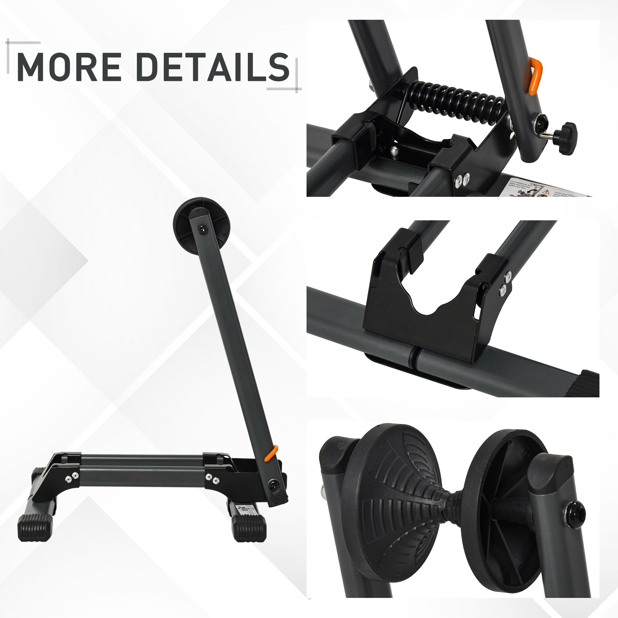 HOMCOM Foldable Bike Storage Stand Parking Rack Fit Max. 5.5cm Wide Wheel Metal Nylon Black