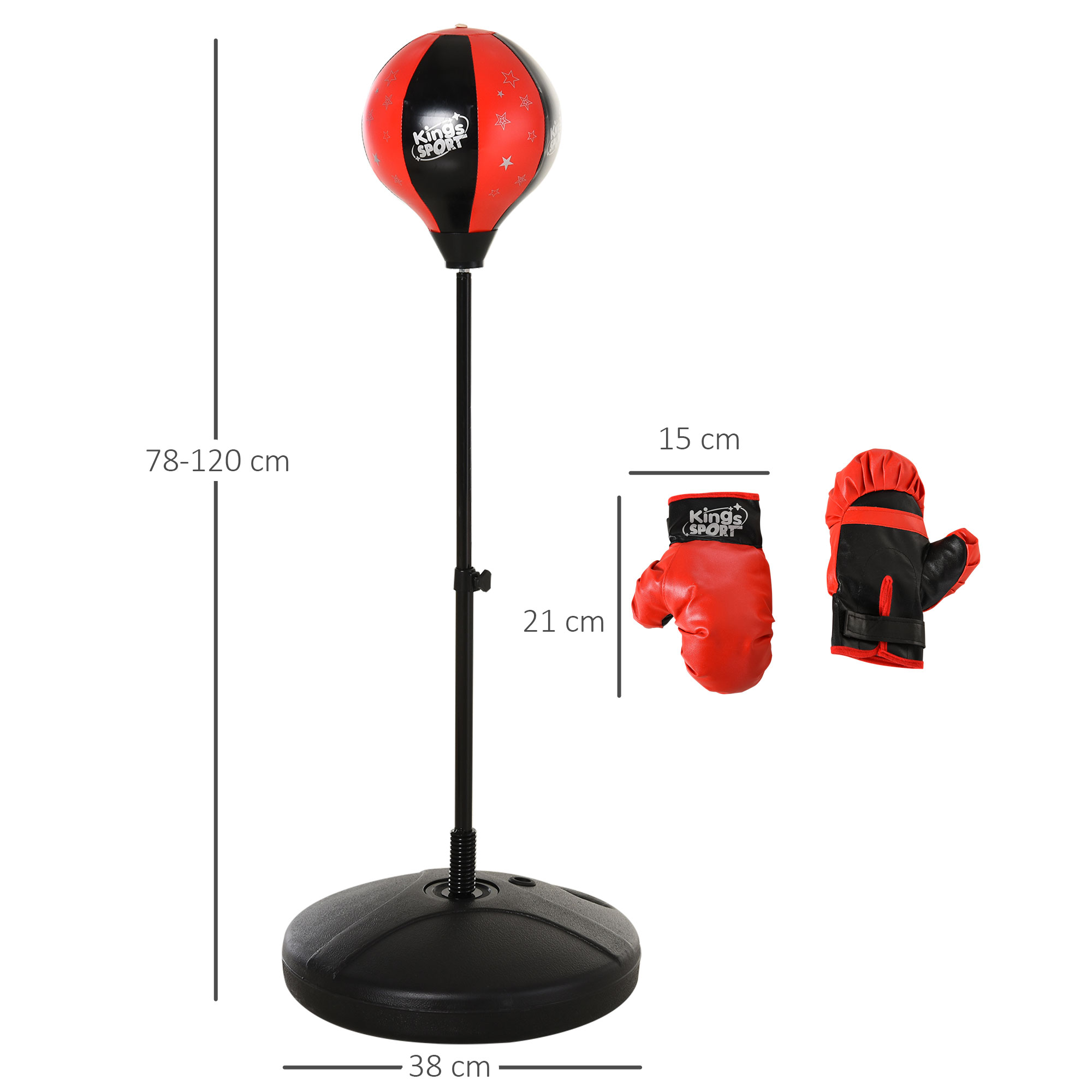 HOMCOM Adjustable Boxing Punch Ball Set with 360Â° Degree Rebound Spring, Fighting Game for Teenagers, 38x78-120cm