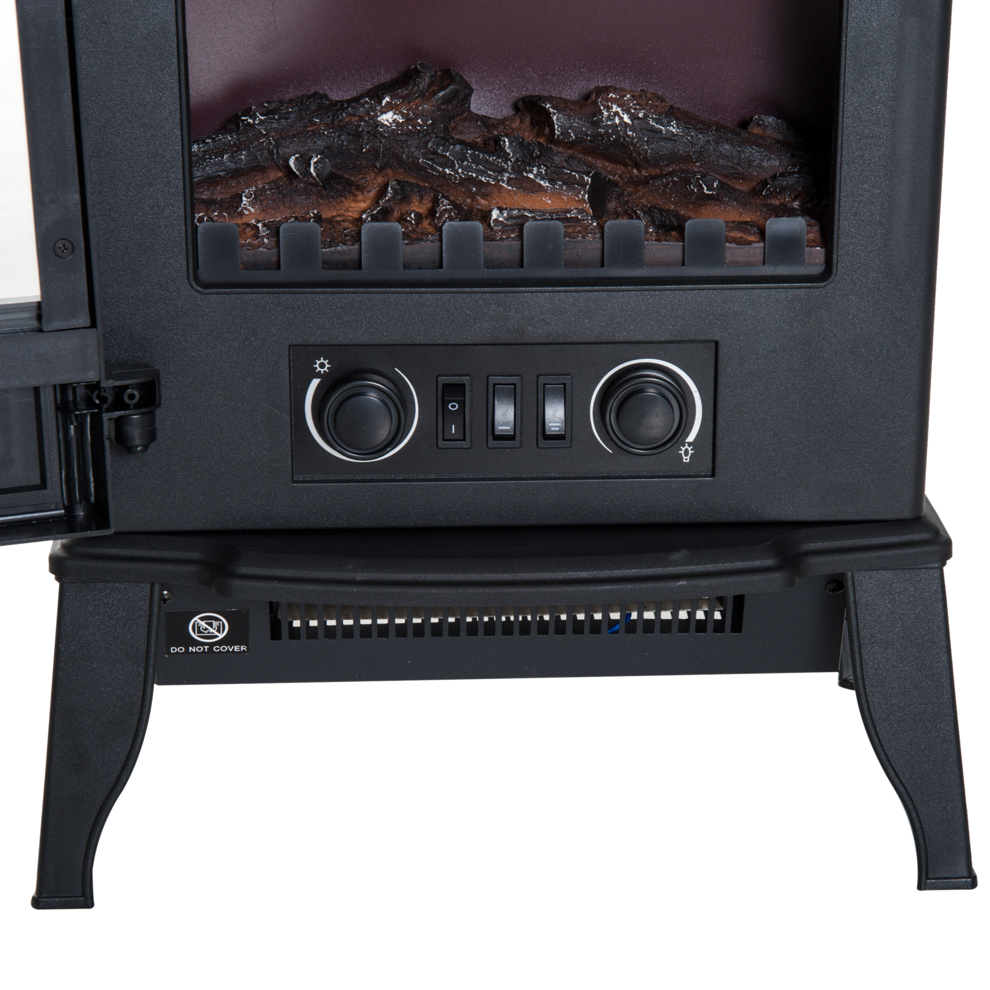 HOMCOM Freestanding Electric Fireplace Heater, 1000W/2000W-Black 