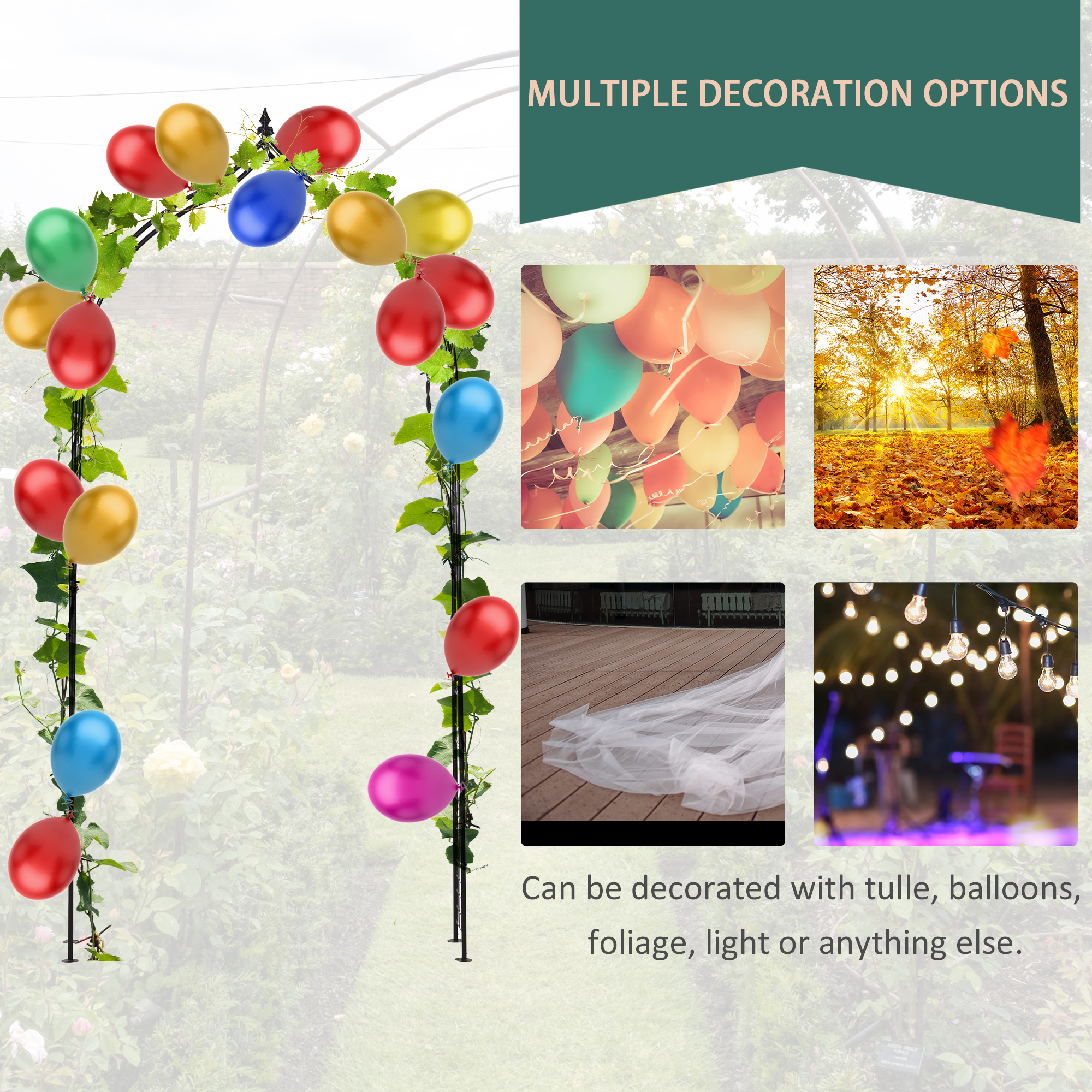 Outsunny Steel Frame Backyard Metal Pergola for Plants & Trellis Garden Arch Black