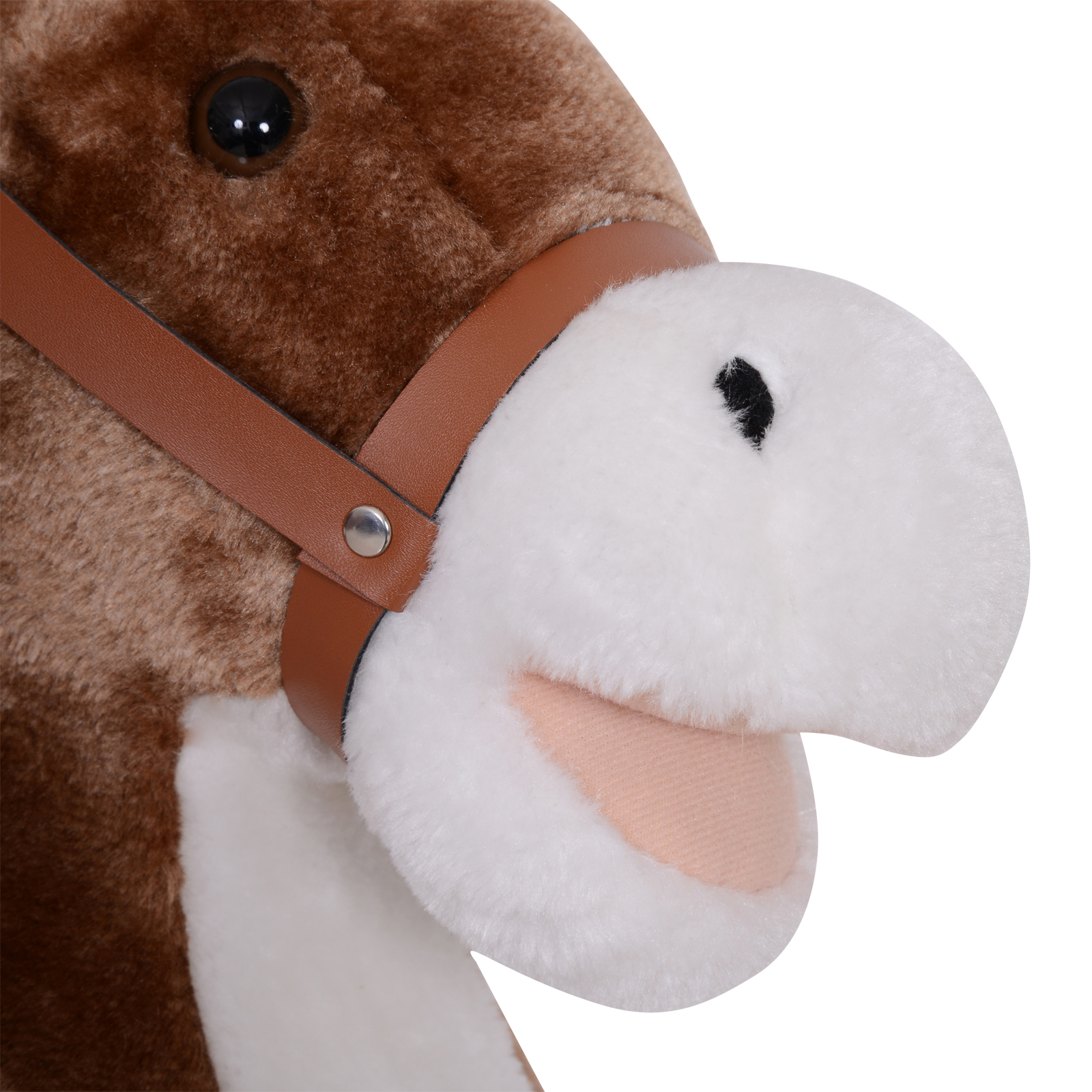 HOMCOM Kids Plush Rocking Horse-Brown/White