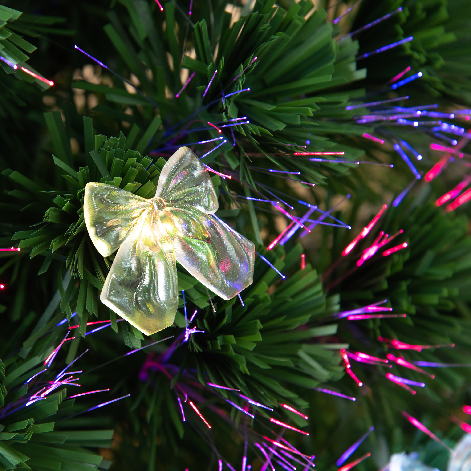 HOMCOM 5ft Prelit Artificial Christmas Tree Fiber Optic LED Light Holiday Home Xmas Decoration Tree with Foldable Feet, Green