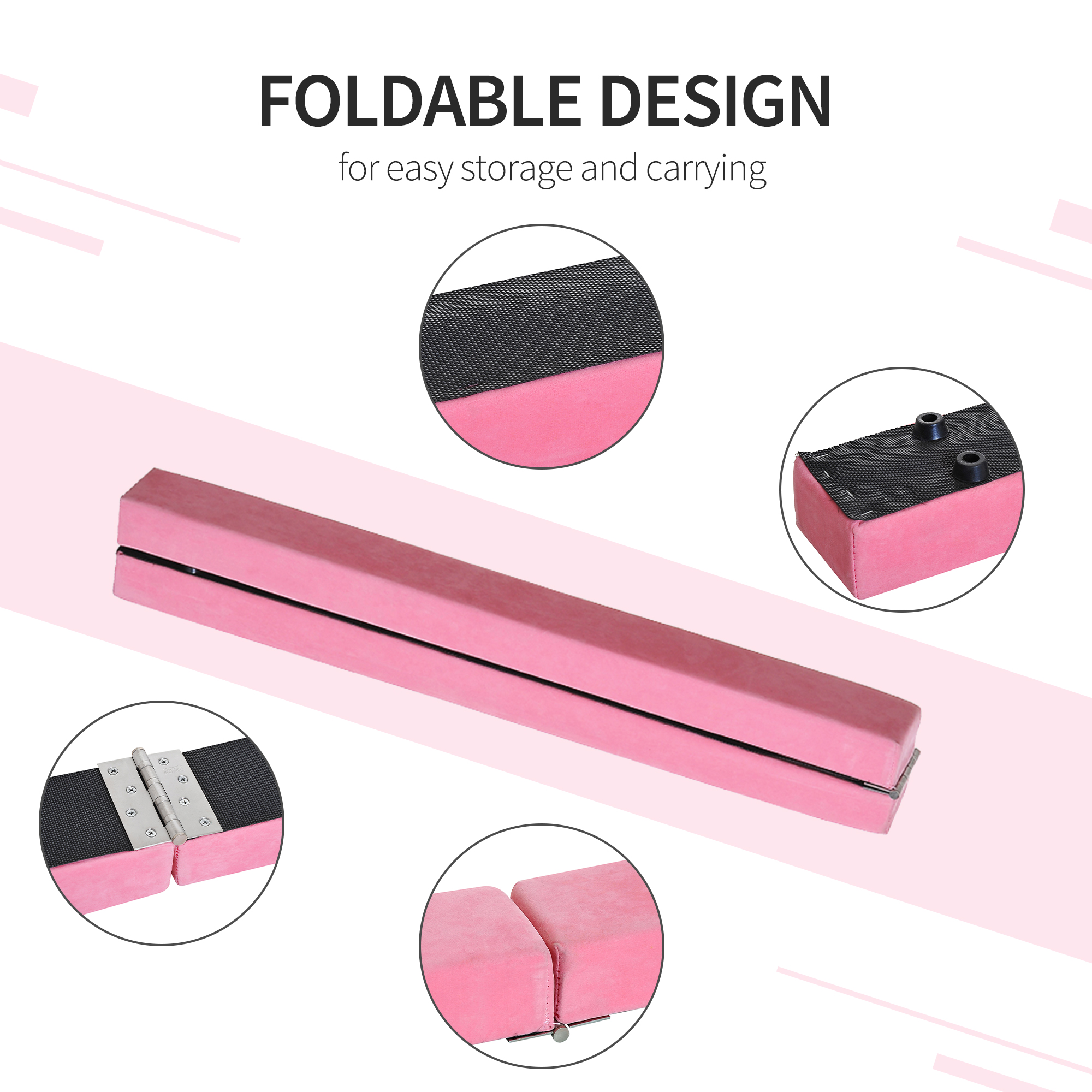 HOMCOM Balance Beam Trainer, 2.4 m-Pink  