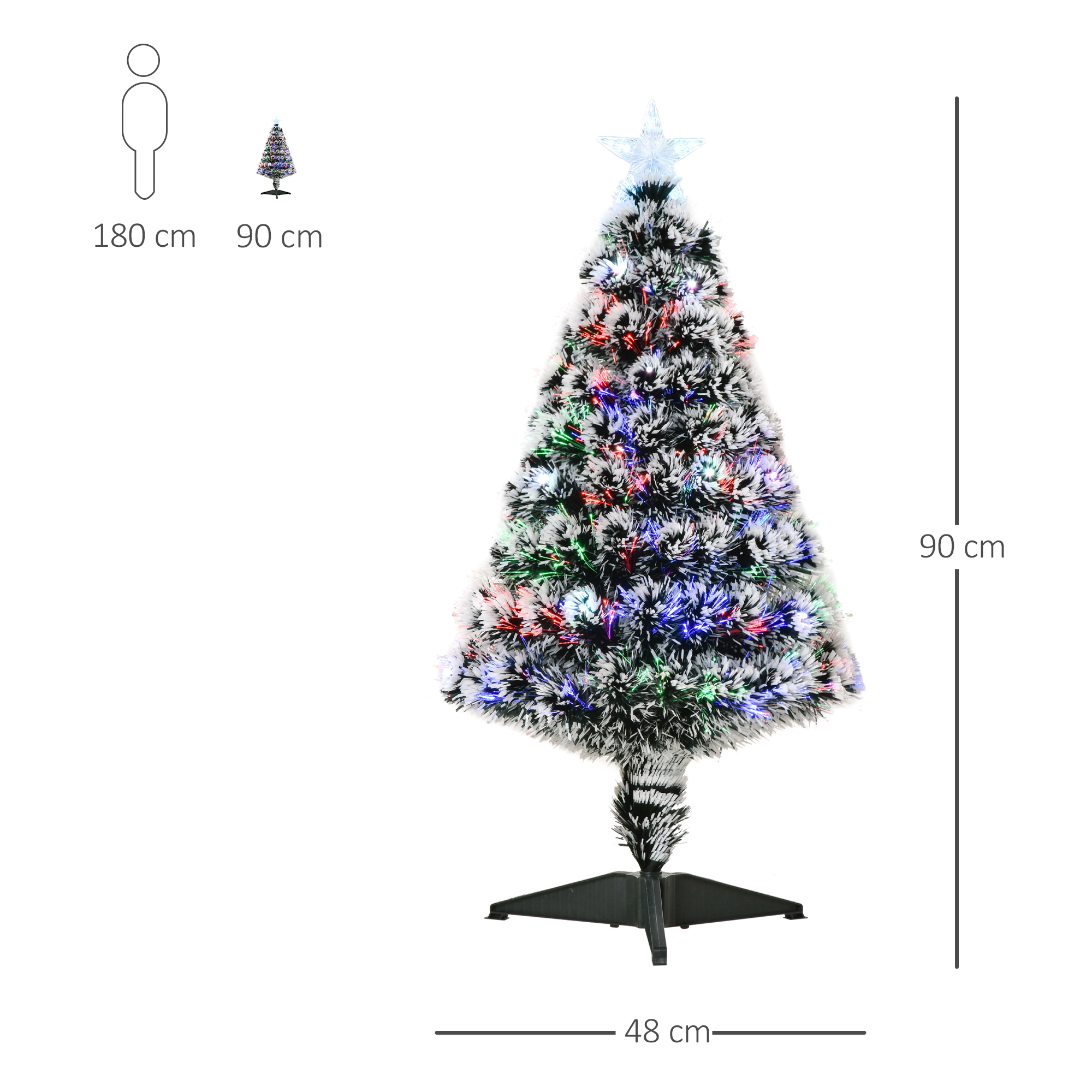 HOMCOM 3ft 90cm Green/White Artificial Christmas Tree W/ Prelit LED