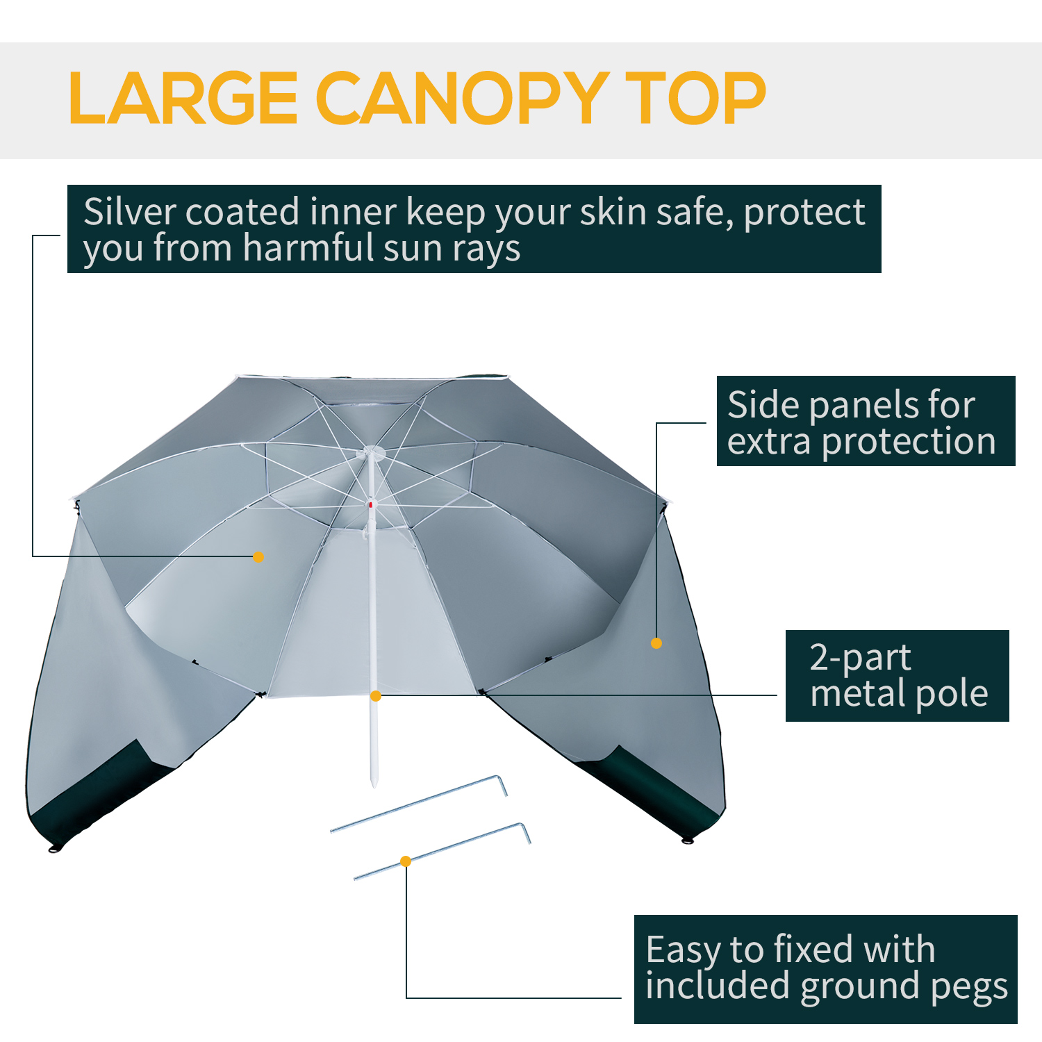 Outsunny All-Weather Beach Umbrella Shelteneer-Green