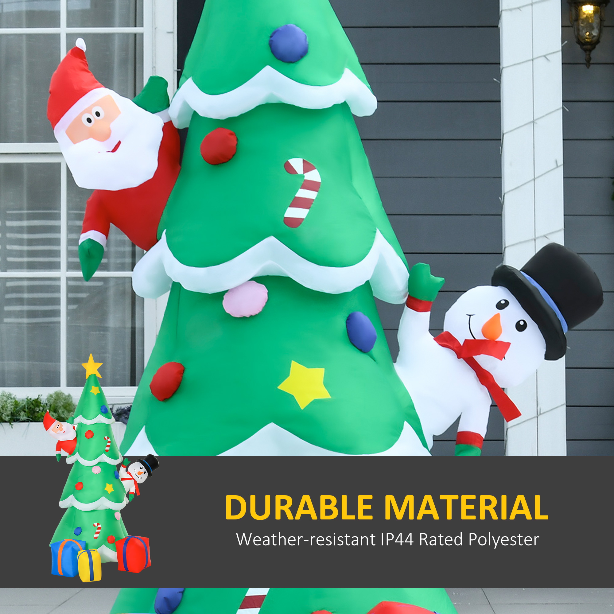 HOMCOM 7ft Tall Christmas Inflatable Tree LED Lighted with Santa Claus Snowman and Gift Box for Home Indoor Outdoor Garden Lawn Decoration Party Prop